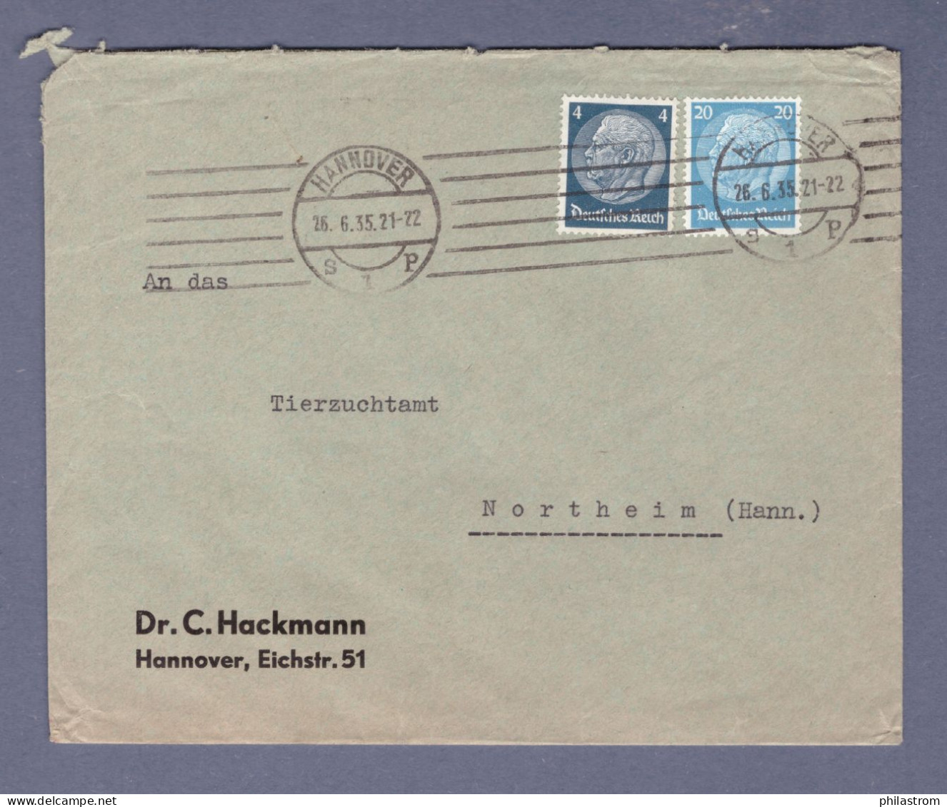 DR Brief - Maschinenstempel - Hannover 26.6.35   (CG13110-161) - Covers & Documents