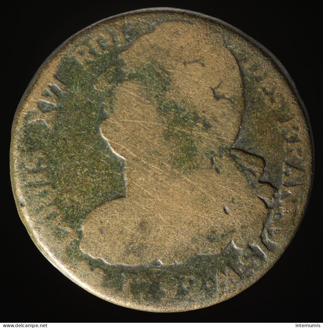  France, Louis XVI, 2 Sols (François), 1792 - An 4, Metz, Bronze, B+ (F),
KM#603.2, G.25 - 1791-1792 Constitution