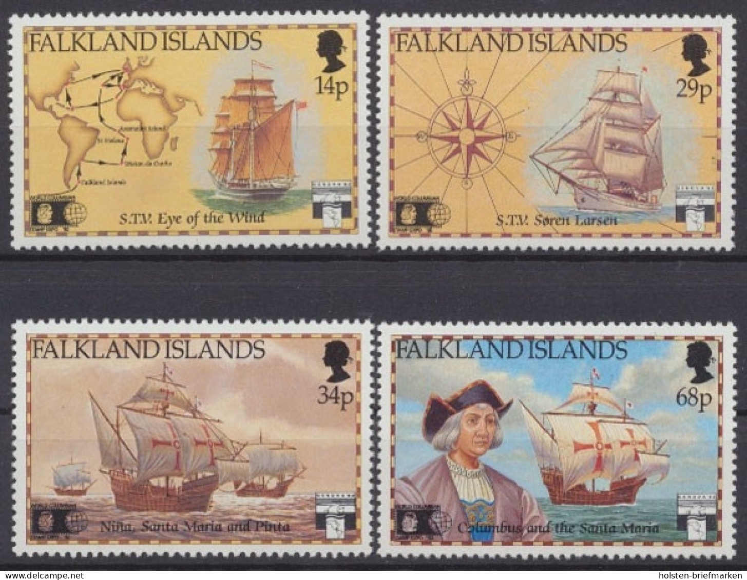 Falklandinseln, Schiffe, MiNr. 548-551, Postfrisch - Falklandinseln