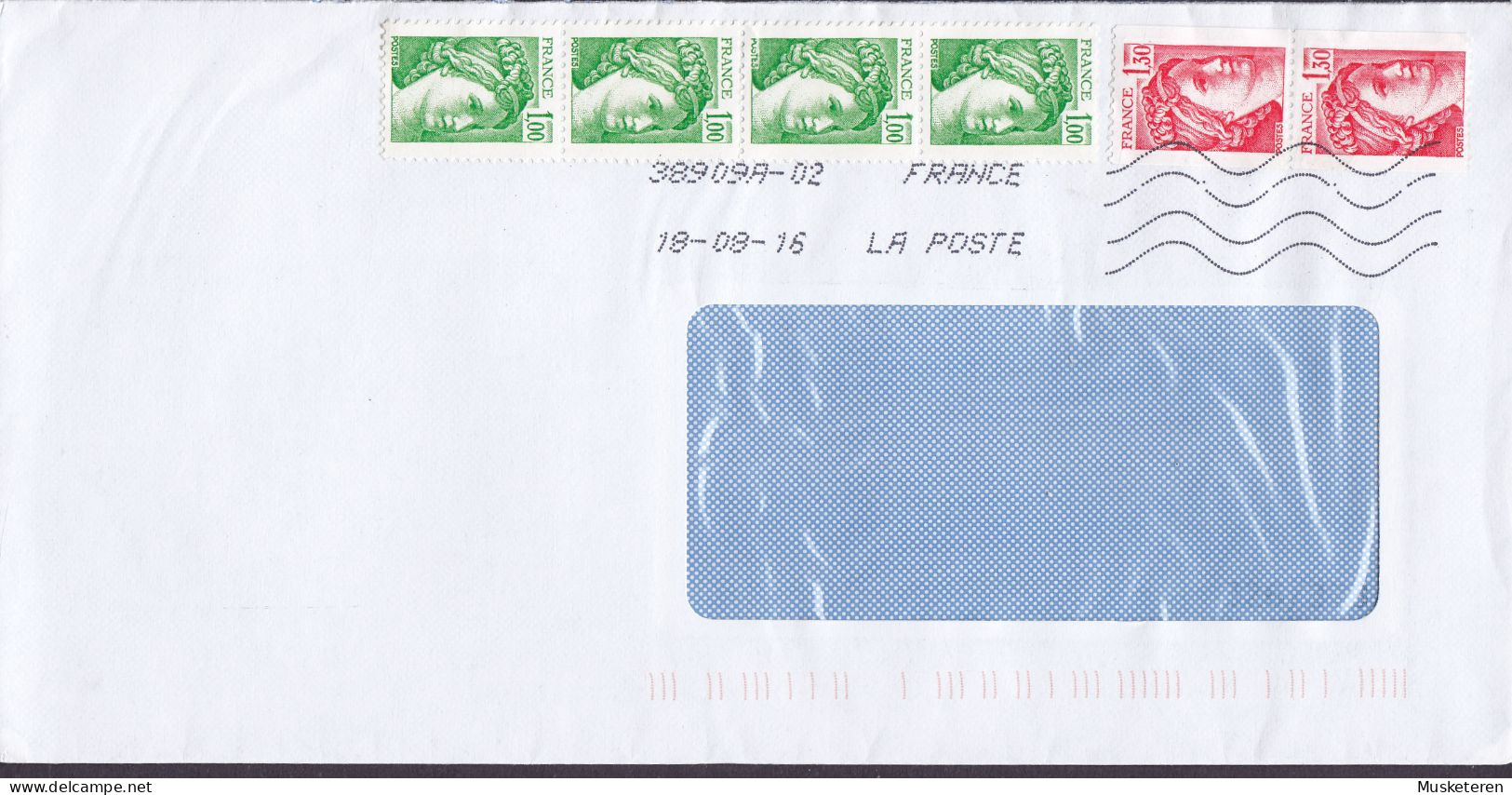 France LA POSTE 2016 Cover Lettre Sabine 4-Stripe 4-Sided Perf. (Mi. 2105 A) & Pair 2-sided Perf. (Mi. 2172 Cw) - 1977-1981 Sabine De Gandon