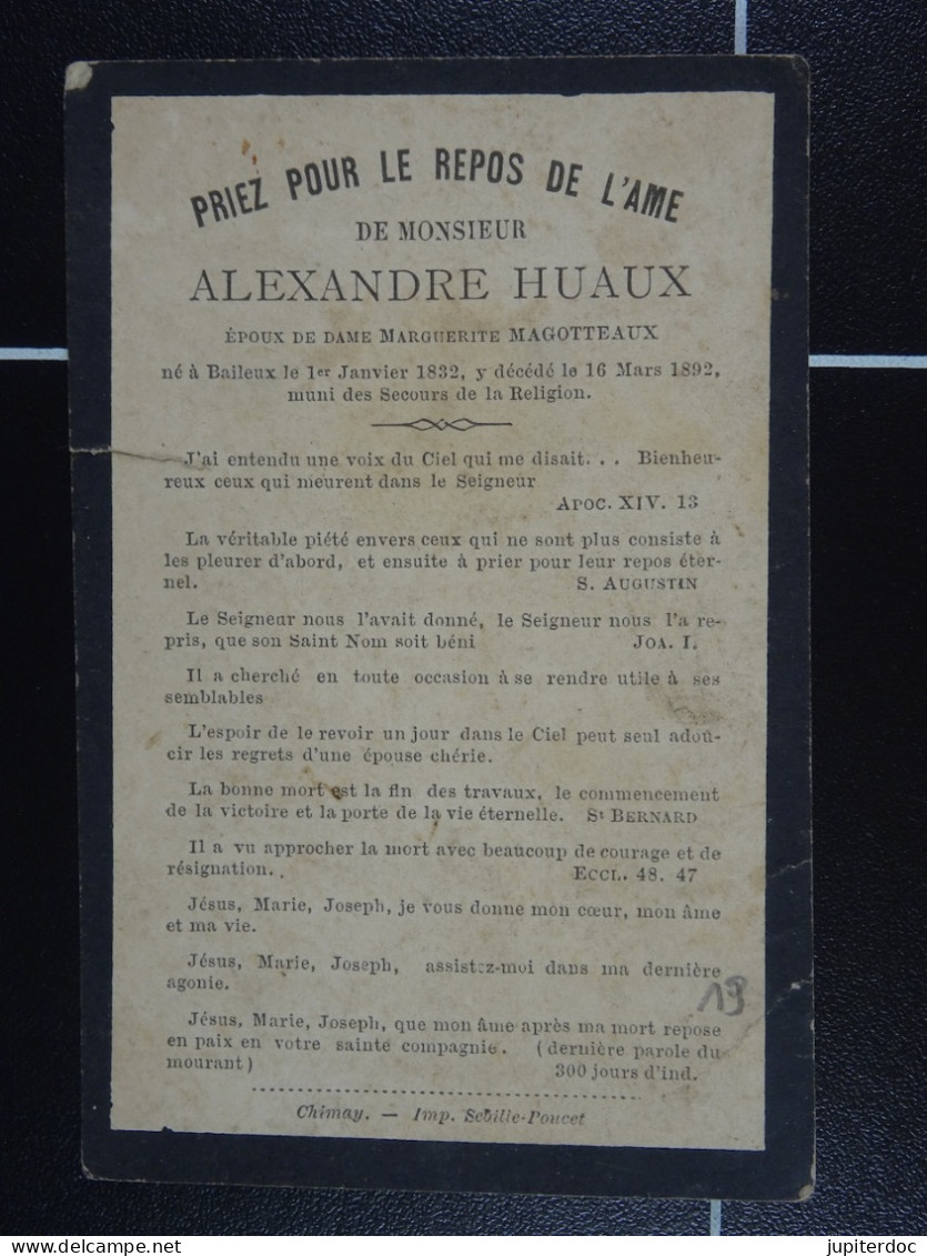 Alexandre Huaux épx Magotteaux Baileux 1832  1892  /19/ - Santini