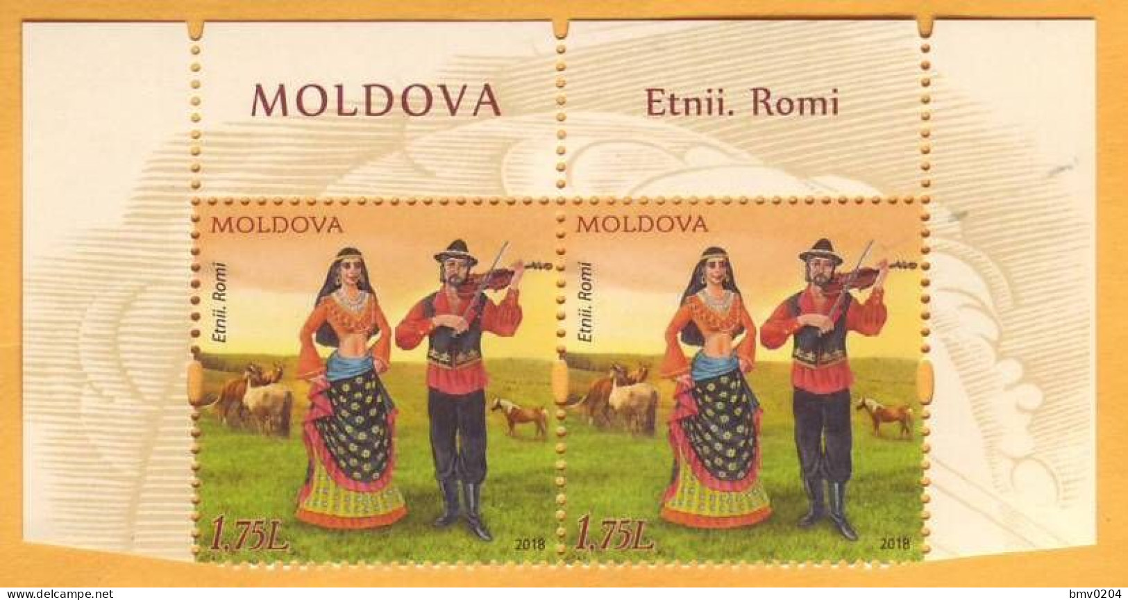 2018 Moldova Moldavie  Roma Music. Violin. Folklore. Costumes. 2v Mint - Disfraces