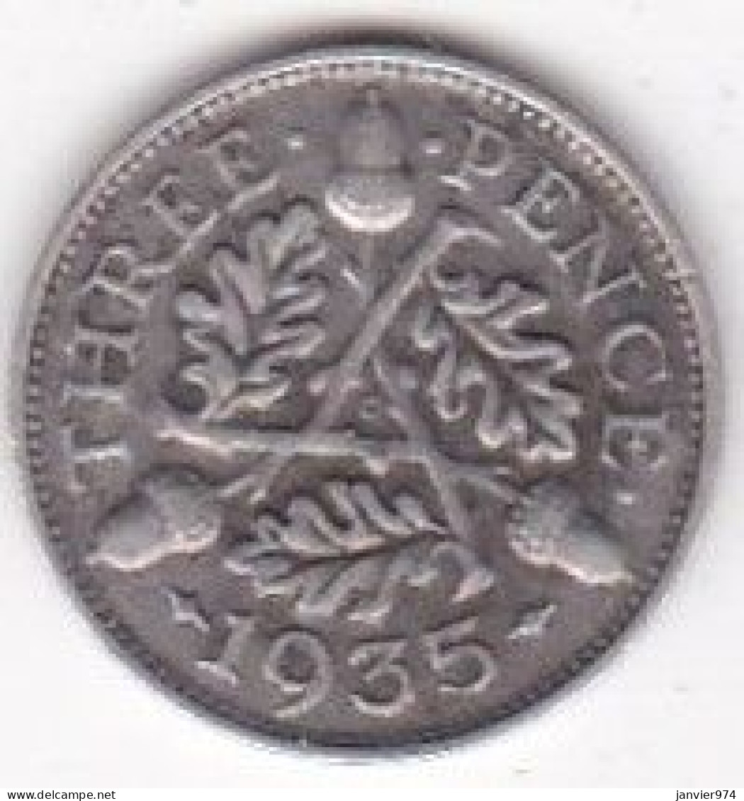 Grande Bretagne. 3 Pence 1935 . George V, En Argent , KM# 831, Superbe - F. 3 Pence