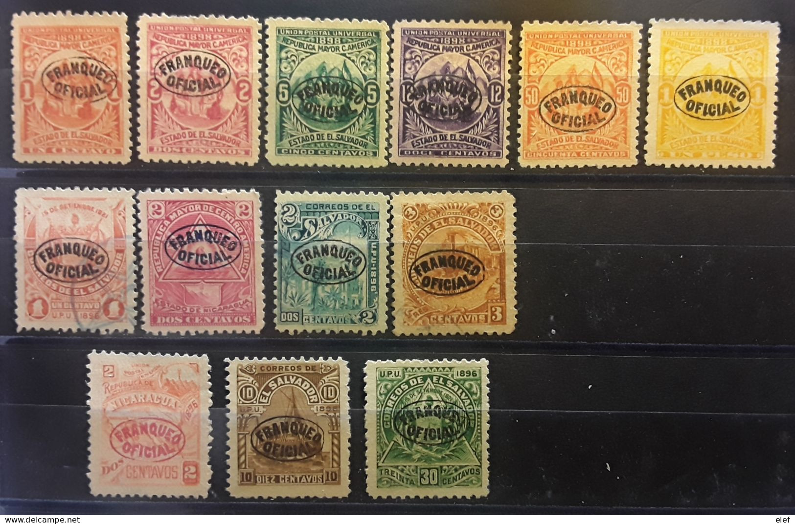 EL SALVADOR, 1896 , Service , Lot De 13 Timbres Neufs / O Surchargés FRANQUEO OFICIAL , TB - El Salvador