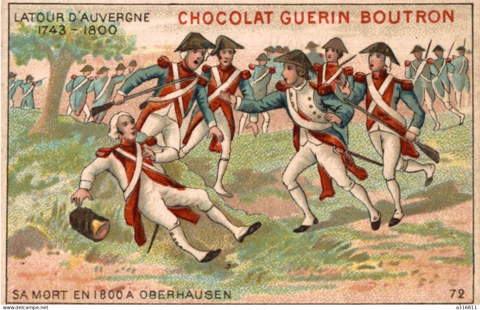 Guérin Boutron Chromo Thème Histoire Des Batailles Guerres Latour D' Auvergne Oberhausen - Guérin-Boutron