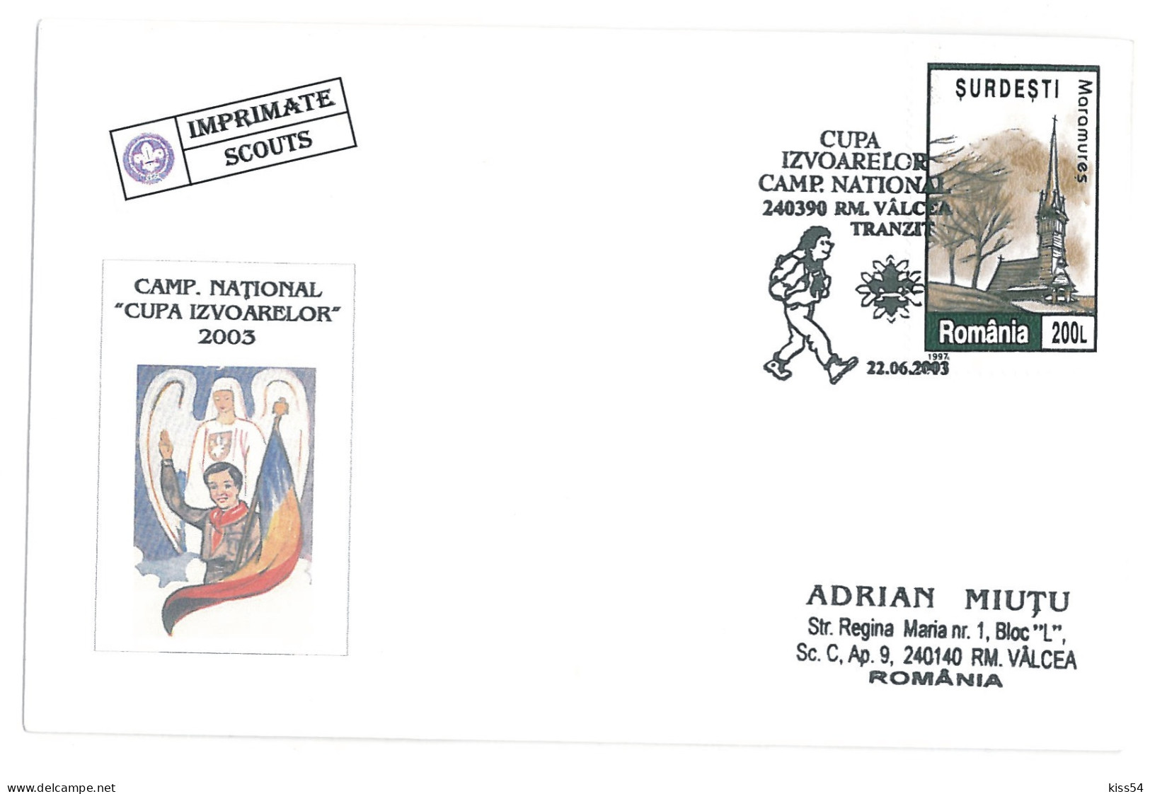 SC 43 - 1280 Scout ROMANIA - Cover - Used - 2003 - Covers & Documents