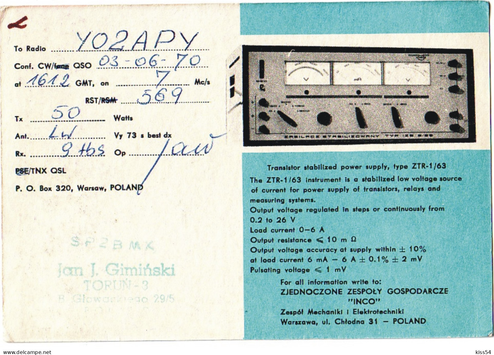 Q 37 - 306-a POLAND - 1970 - Amateurfunk