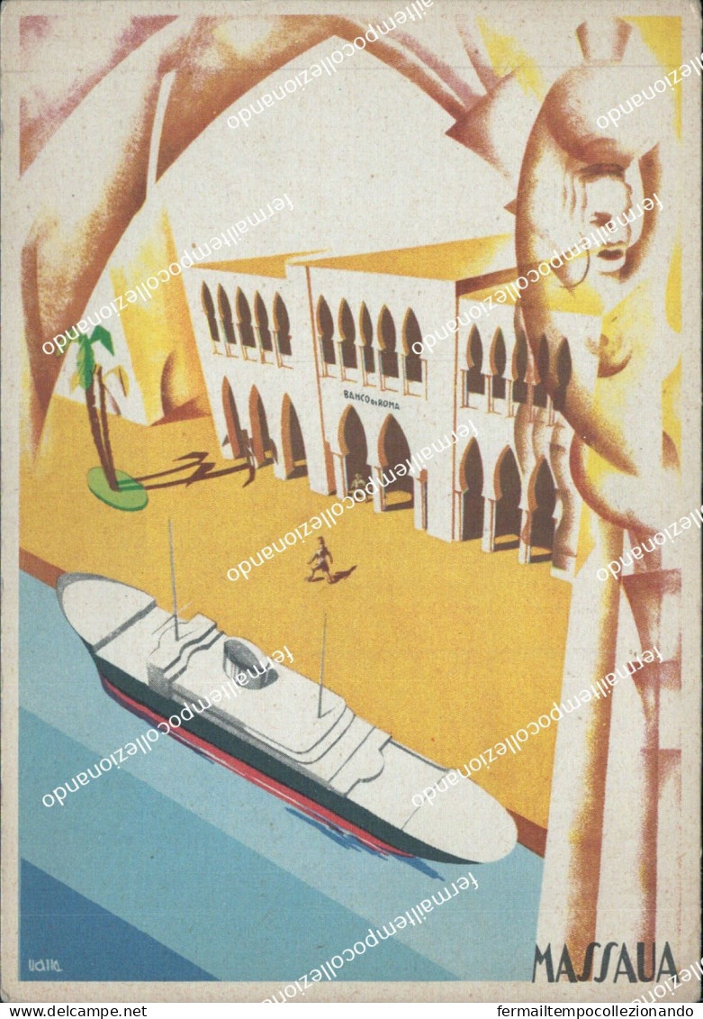 Ac956 Cartolina Coloniale Colonie Massaua Eritrea Filiale Del Banco Di Roma - Autres & Non Classés