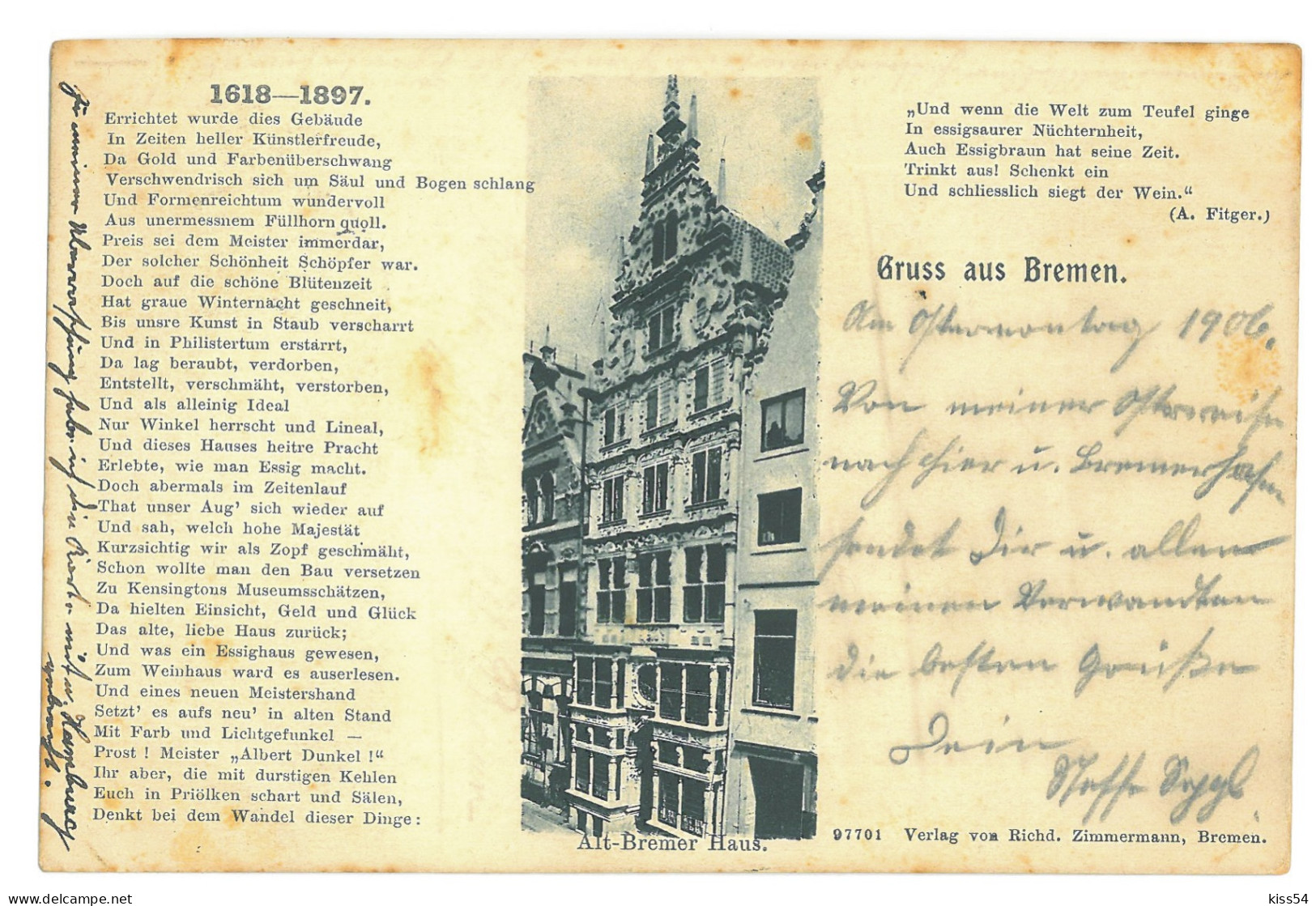 GER 08 - 16871 BREMEN, Litho, Germany - Old Postcard - Used - 1906 - Bremen