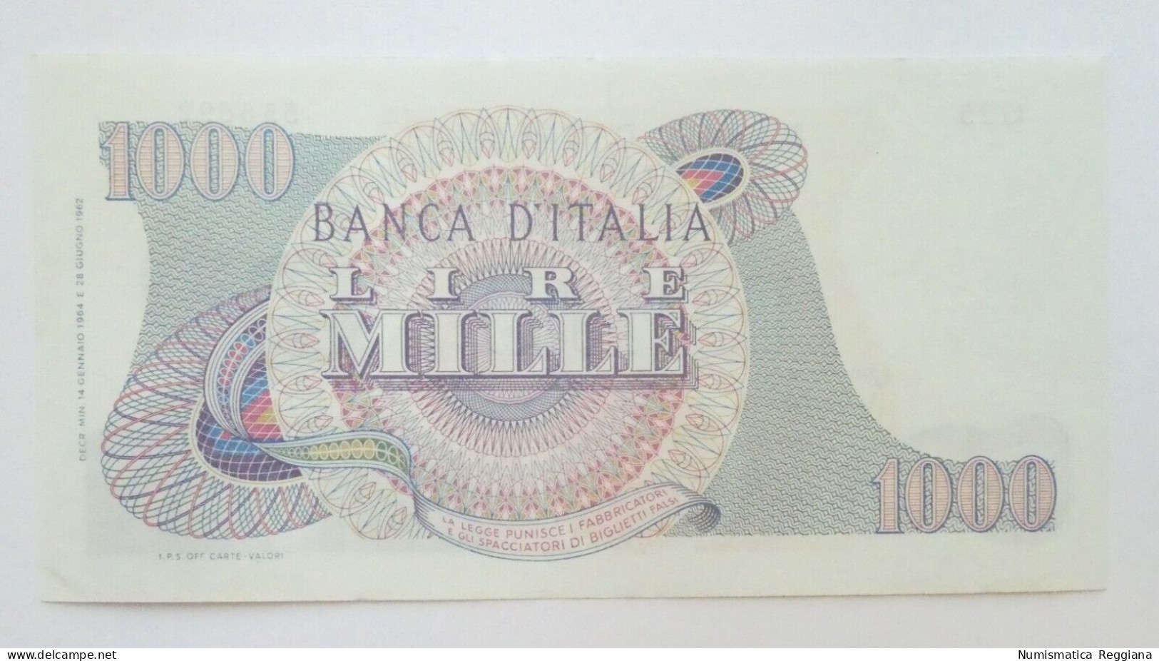 1000 Lire Verdi 14 Gennaio 1964 Serie G25 556692 - *R2* - Conservazione QFDS - 1000 Liras