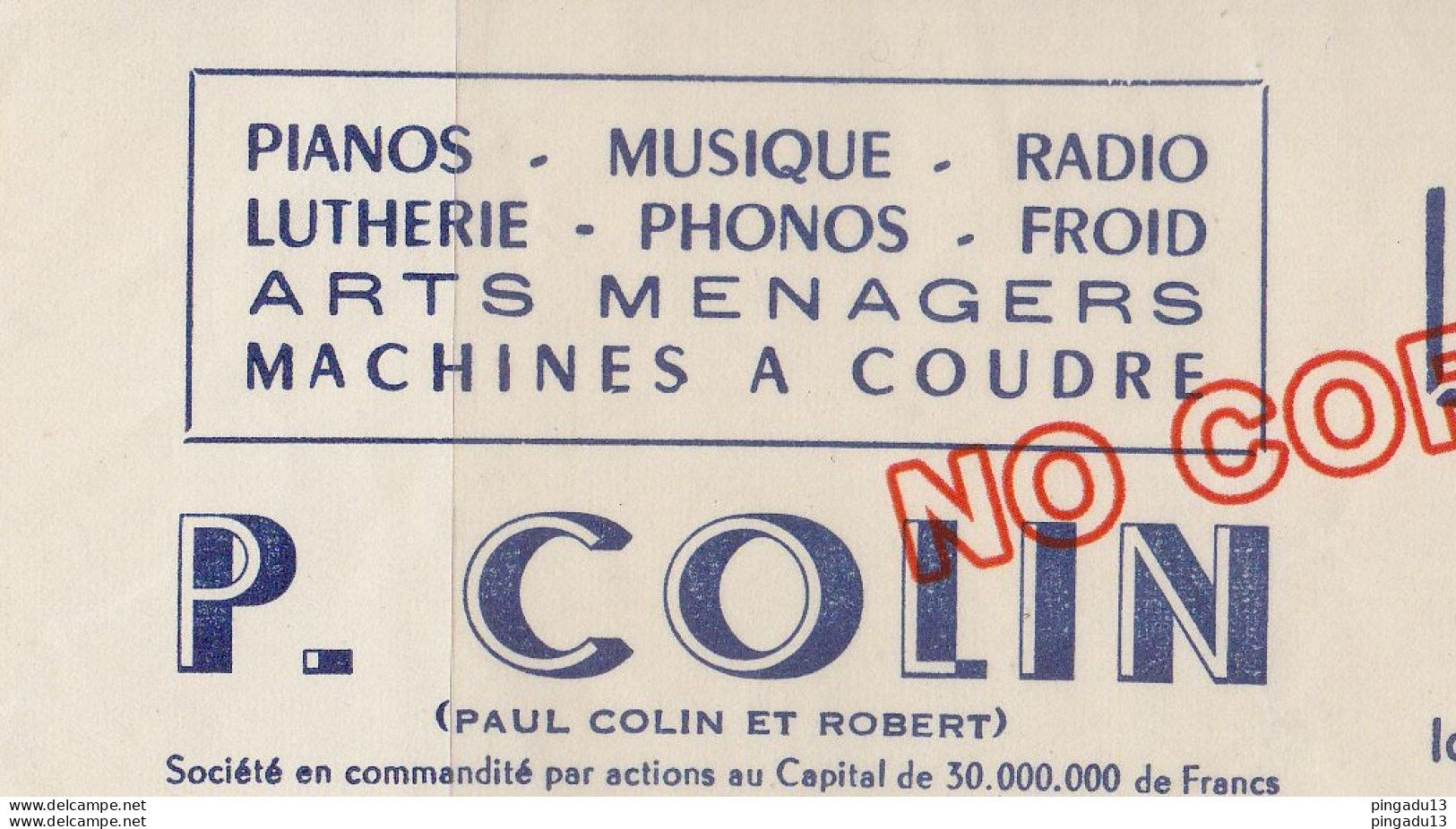 Au Plus Rapide Algérie Alger Timbre Fiscal P Colin Piano Radio Phonographe ...février 1959 - Autres & Non Classés