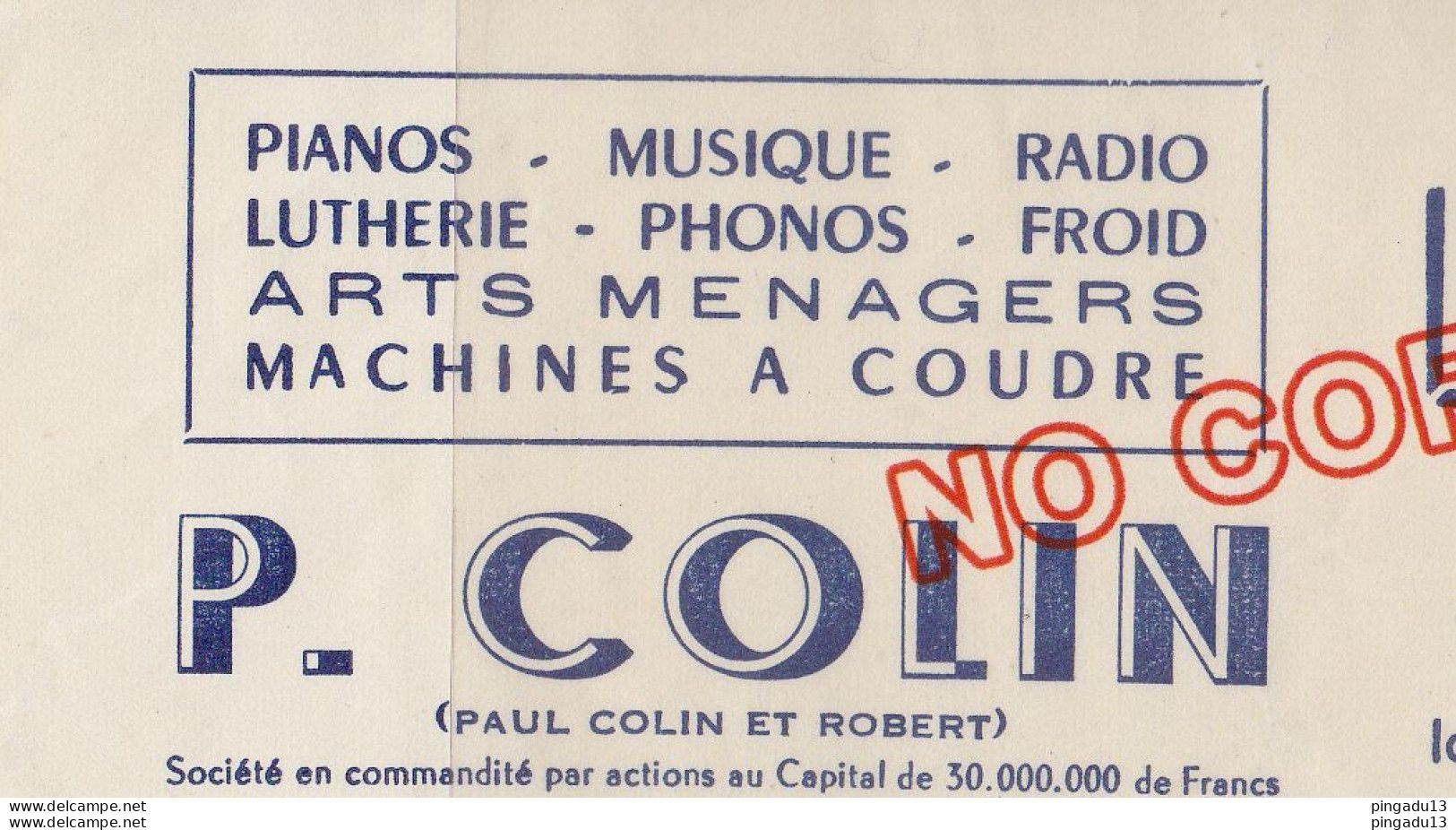Au Plus Rapide Algérie Alger Timbre Fiscal P Colin Piano Radio Phonographe ...février 1959 - Sonstige & Ohne Zuordnung