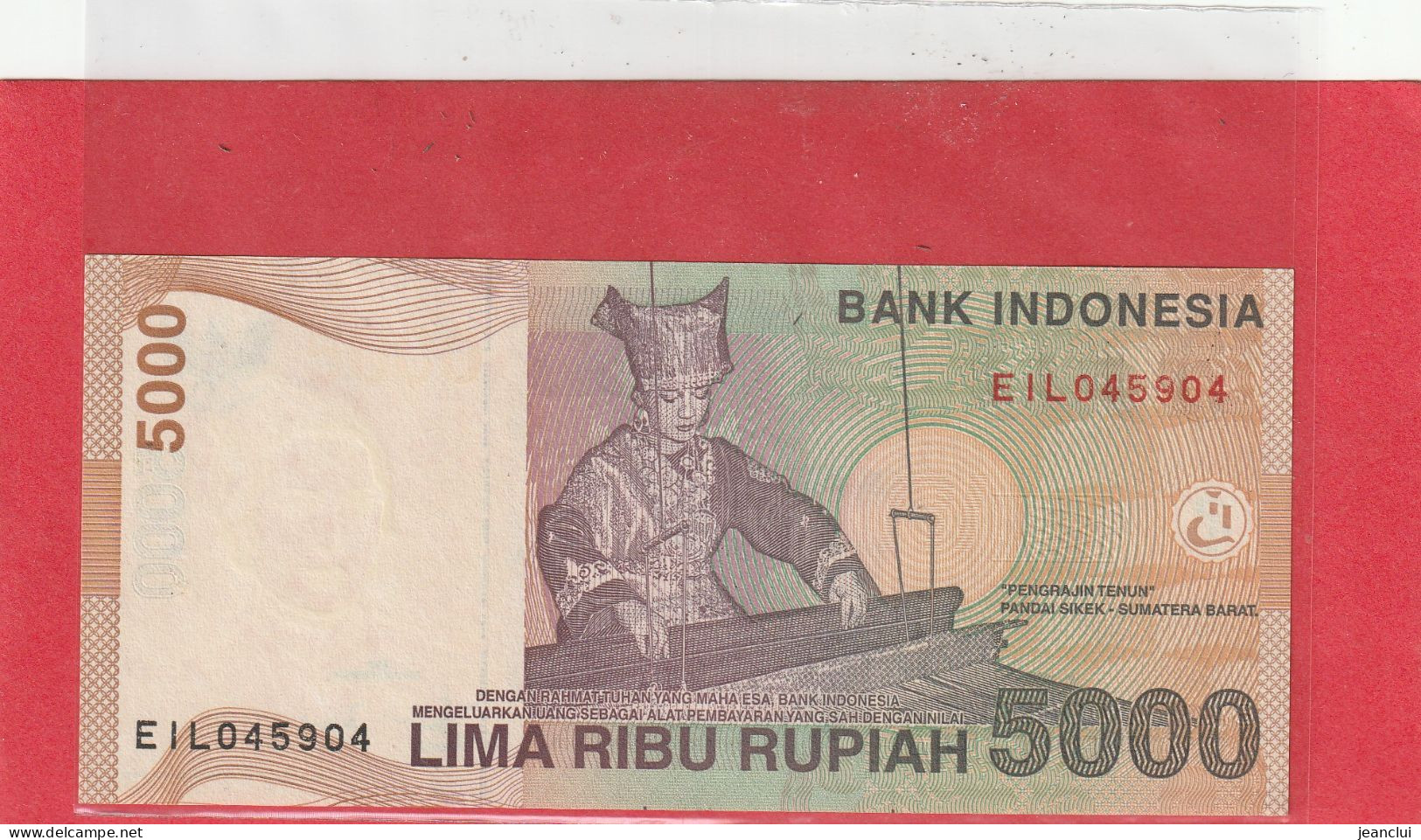 BANK INDONESIA   .  5.000 RUPIAH .  2002  .  N°  EIL045904  .  2 SCANNES - Indonesië