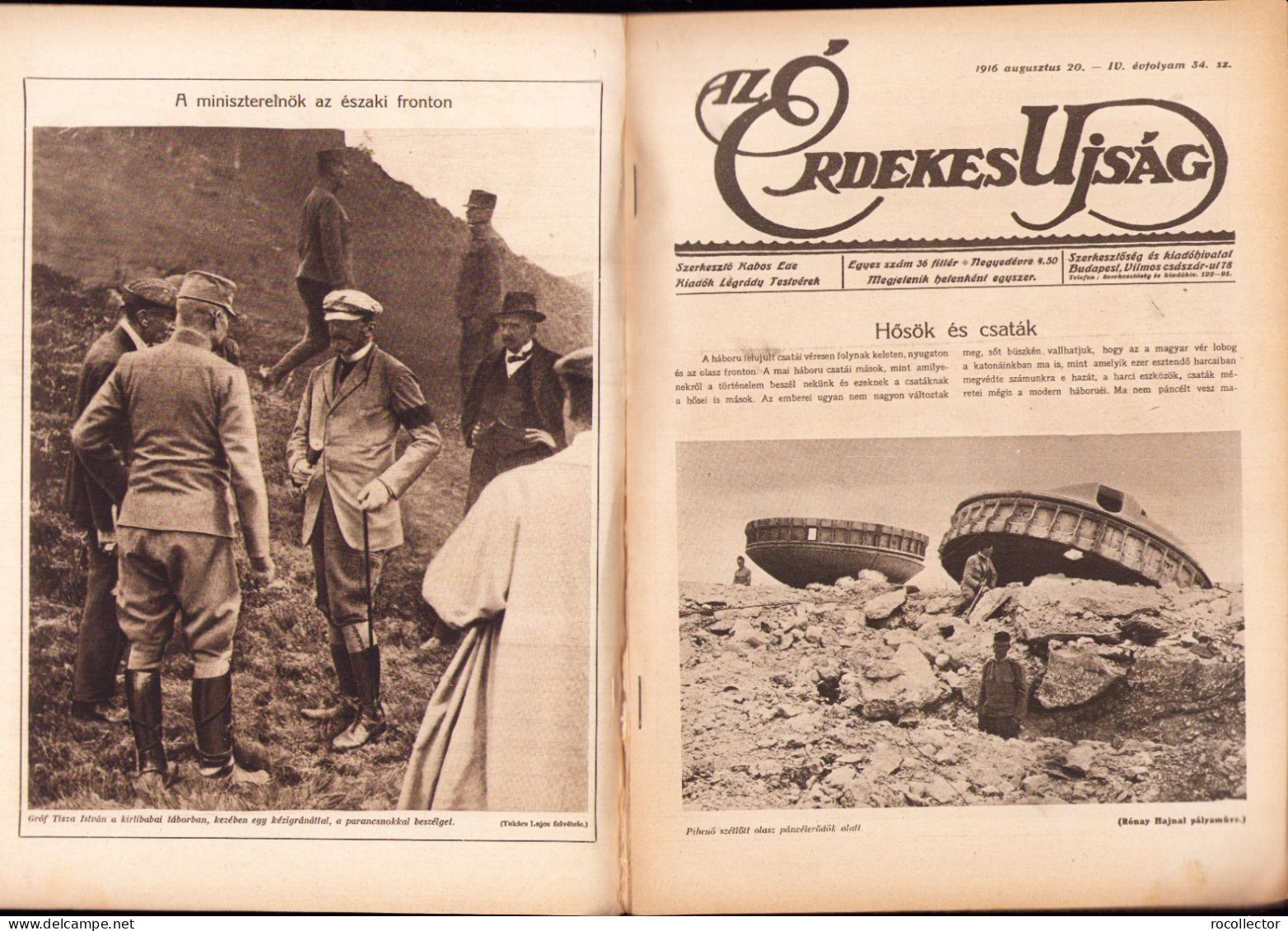 Az Érdekes Ujság 34/1916 Z476N - Géographie & Histoire