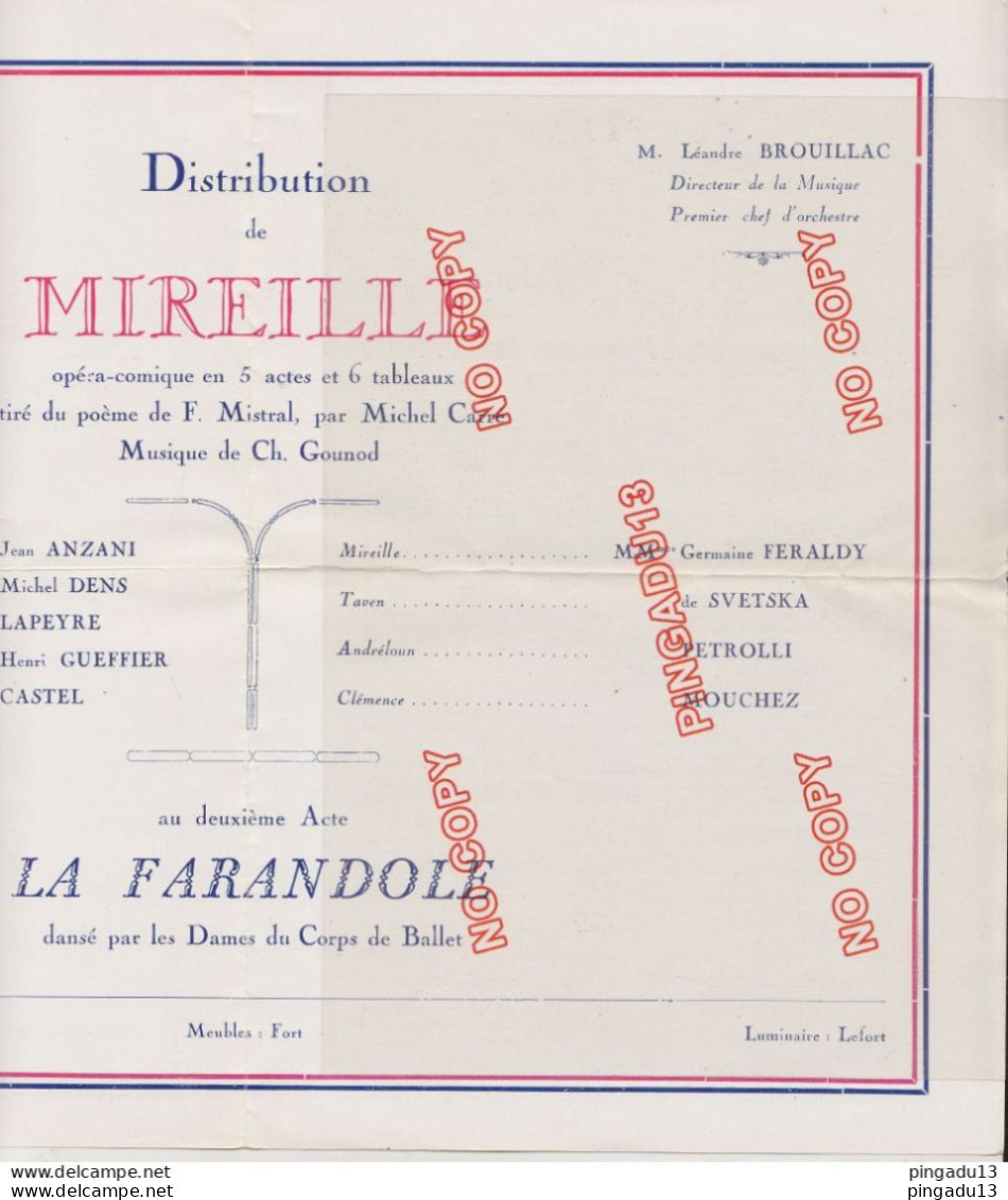 Fixe Etat Français WW2 Toulouse Capitole Fête 1 Er Mai 1941 Opéra Mireille F Mistral Provence Offerte Par Ml Pétain - 1939-45