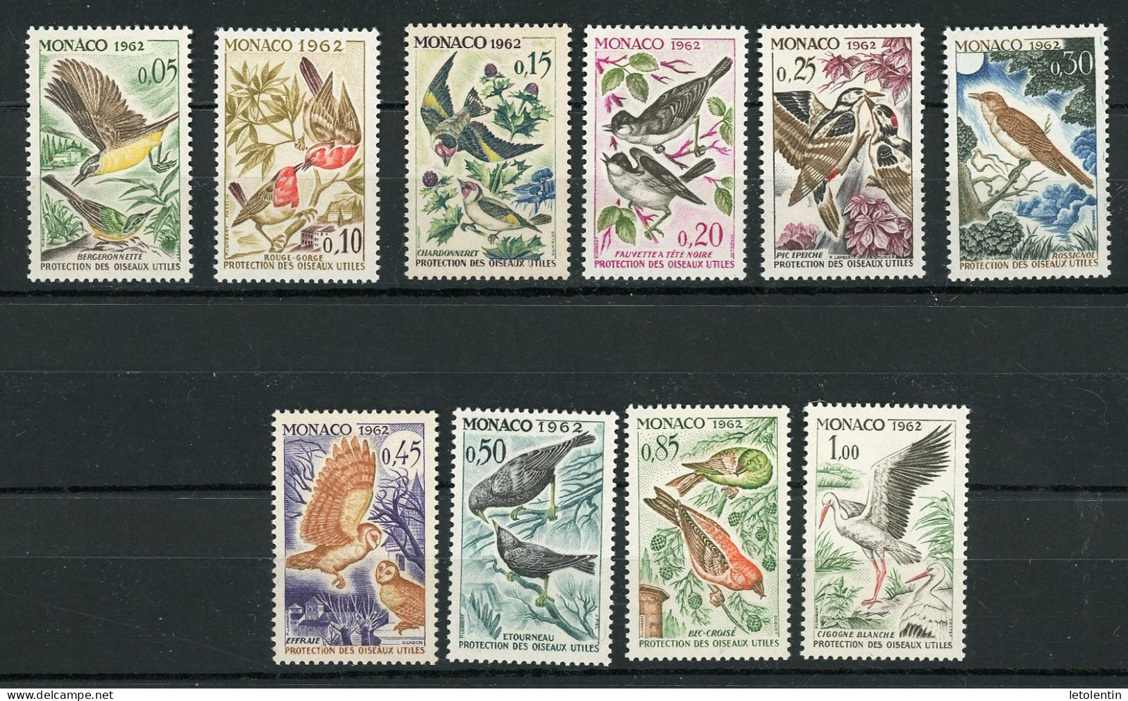 MONACO: OISEAUX - N° Yvert 581/590** - Unused Stamps