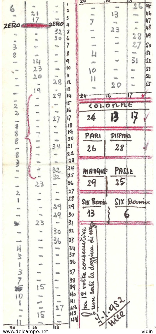 NICE CASINO Lot De 3 Documents Palais De La Méditerranée Casino Municipal Résultat Des Jeux 1952 - Documenti Storici