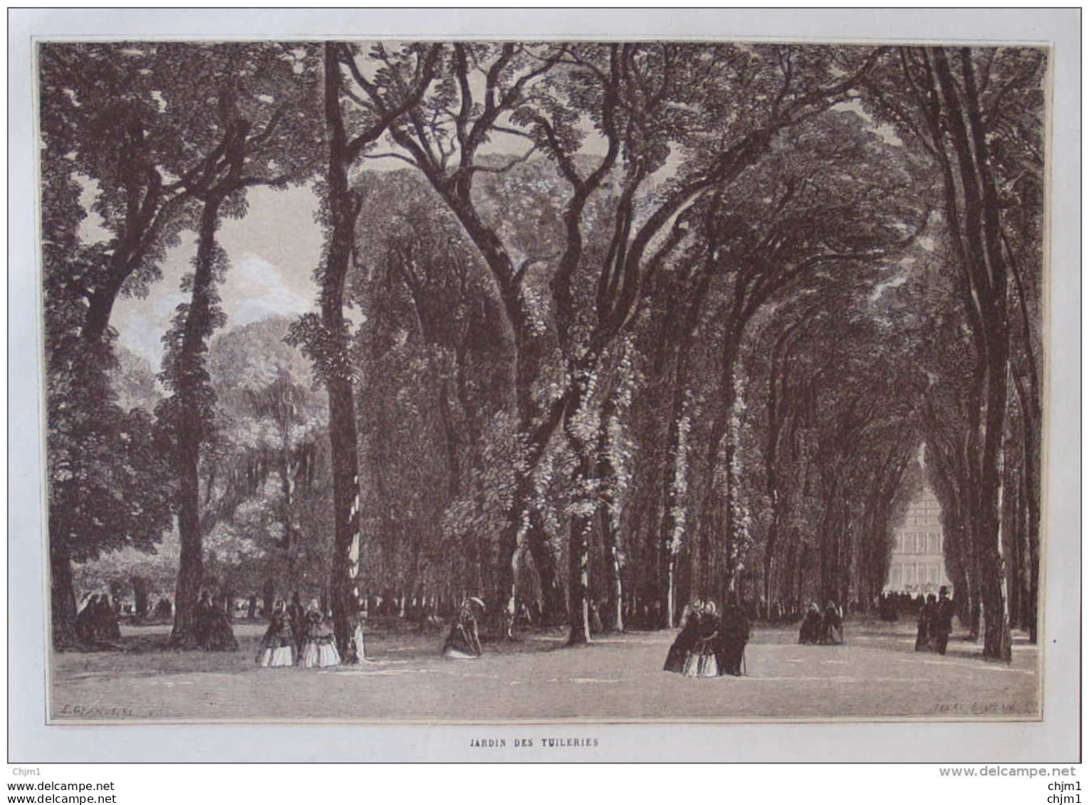 Jardin Des Tuileries - Page Original 1860 - Documenti Storici