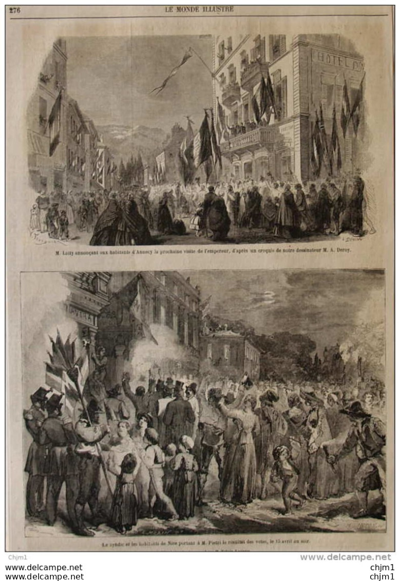 M. Laity Annoncant Aux Habitants D'Annecy La Prochaine Visite De L'empereur - Page Originale 1860 - Documenti Storici