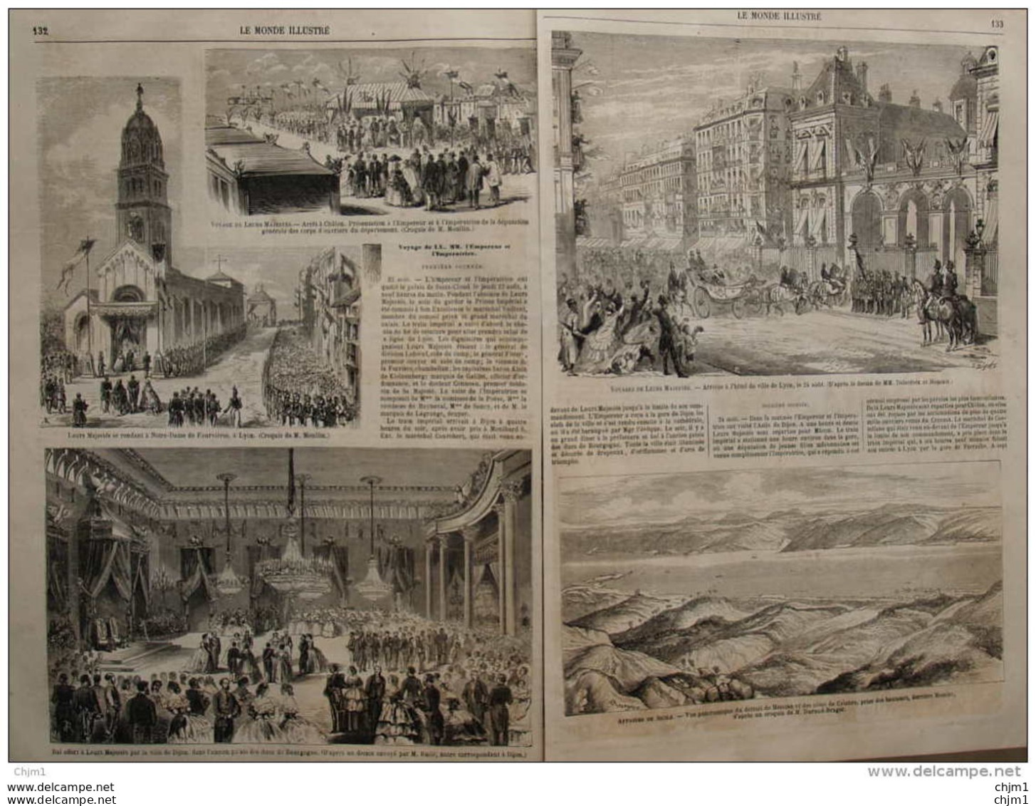 Napoléon III - Voyage De Leurs Majestés - Arrêt à Châlon - Arrivée à L'hôtel De Ville De Lyon- Page Original Double 1860 - Historische Dokumente