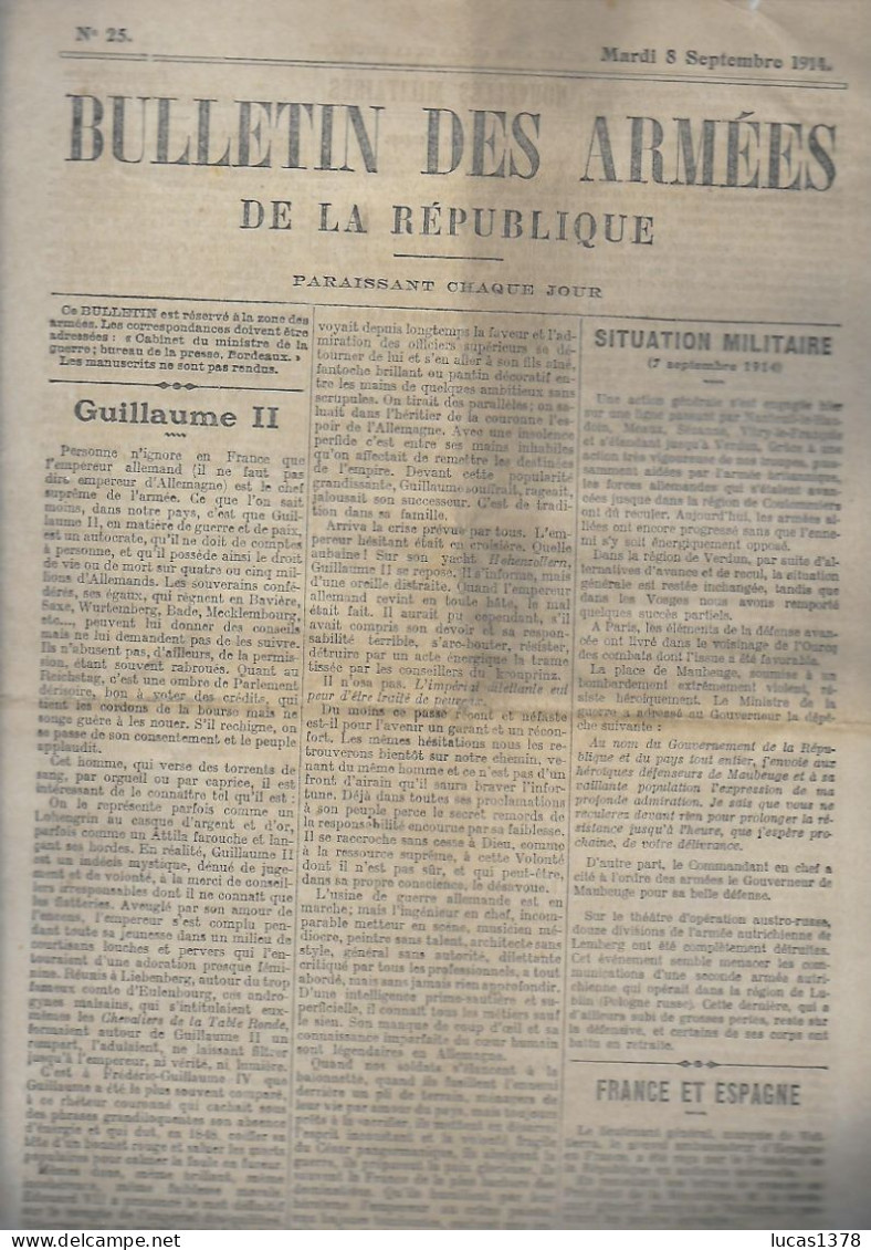 JOLI LOT 9 BULLETINS DES ARMEES DE LA REPUBLIQUE 1917 + 1 OFFERT 1914 - 3° ANNEE - N°227 A 236 SANS LE 229 - Französisch