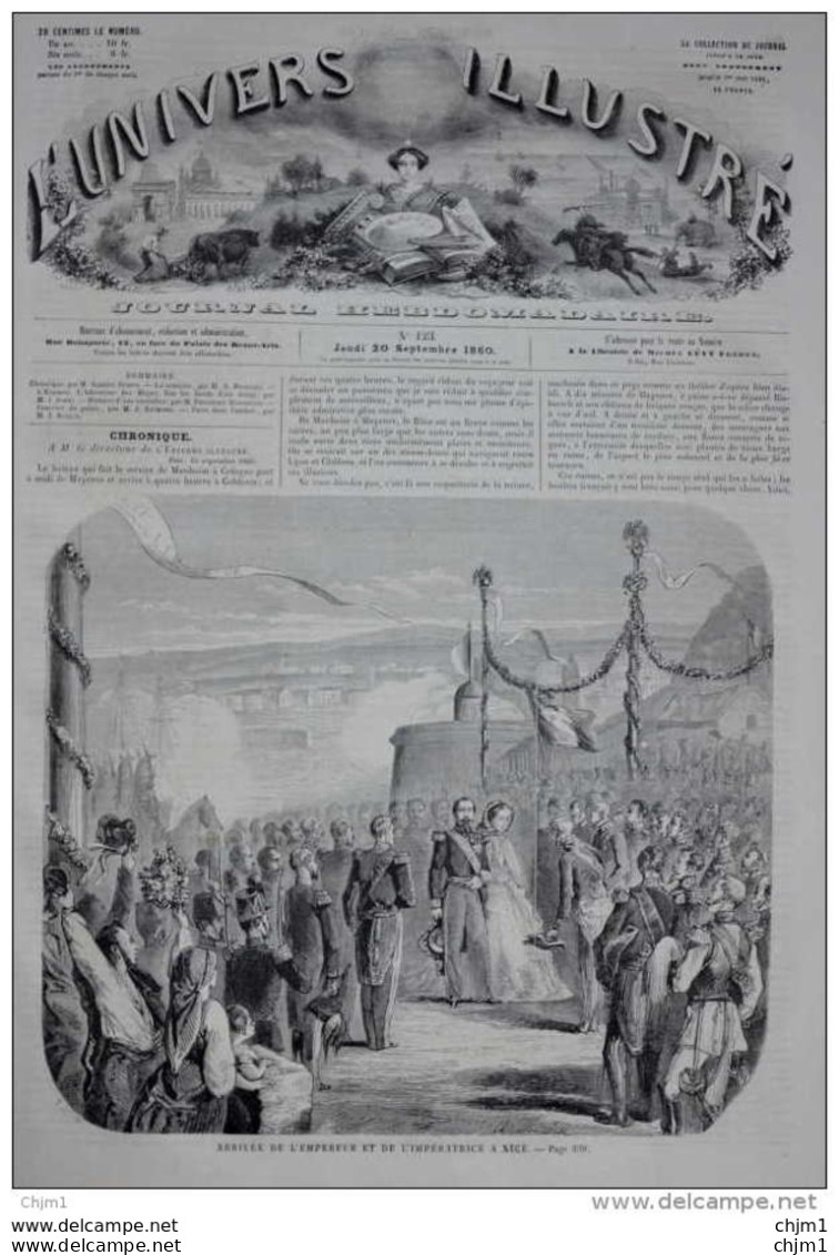 Arrivée De L'empereur Et De L'impératrice à Nice - Page Original 1860 - Documents Historiques