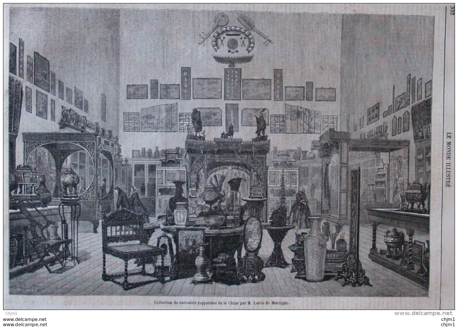 Collection De Curiosités Rapportées De La Chine Par M. Lucas De Montigny - Page Original 1860 - Documents Historiques