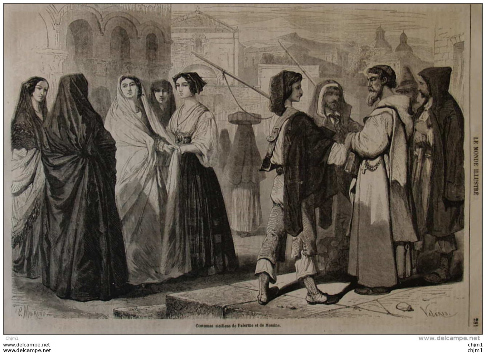 Costumes Siciliens De Palerme Et De Messine - Page Original 1860 - Documents Historiques