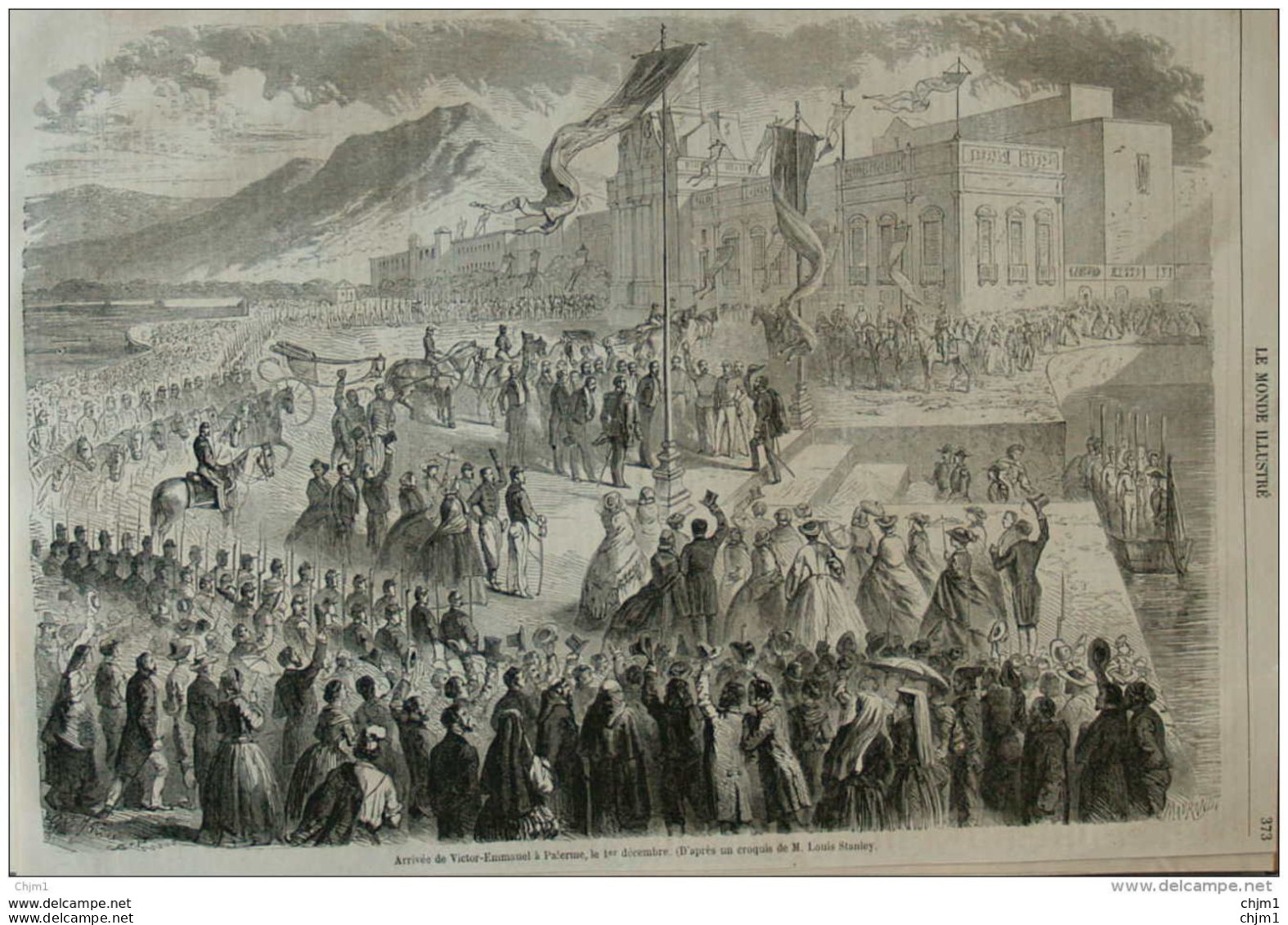 Arrivée De Victor-Emmanuel à Palerme (Palermo) - Page Original 1860 - Documents Historiques