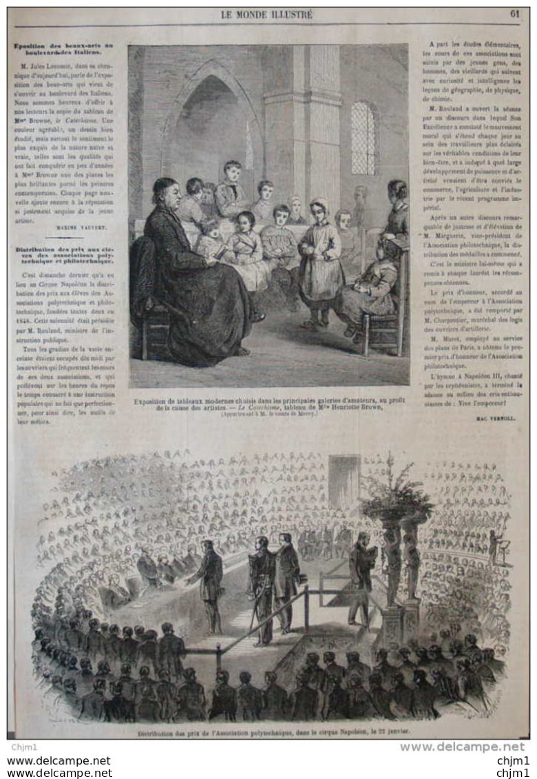 Distribution Des Prix De L'Association Polytechnique, Dans Le Cirque De Napoléon - Page Original 1860 - Historische Dokumente