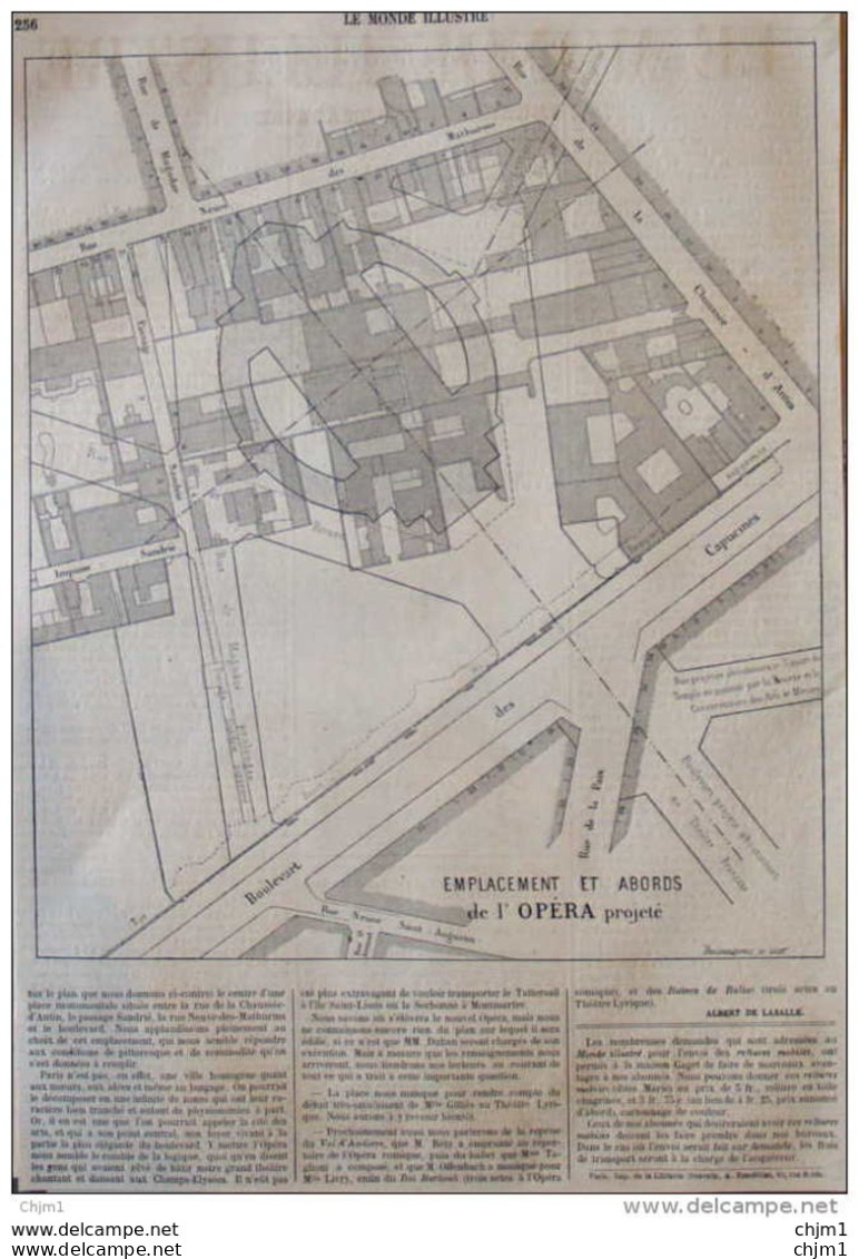 Emplacement Et Abords De L'Opéra Projeté - Page Original 1860 - Documents Historiques