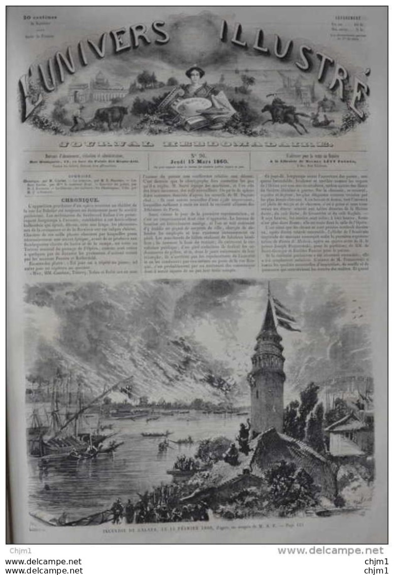 Incendie De Galata - Page Original 1860 - Documents Historiques