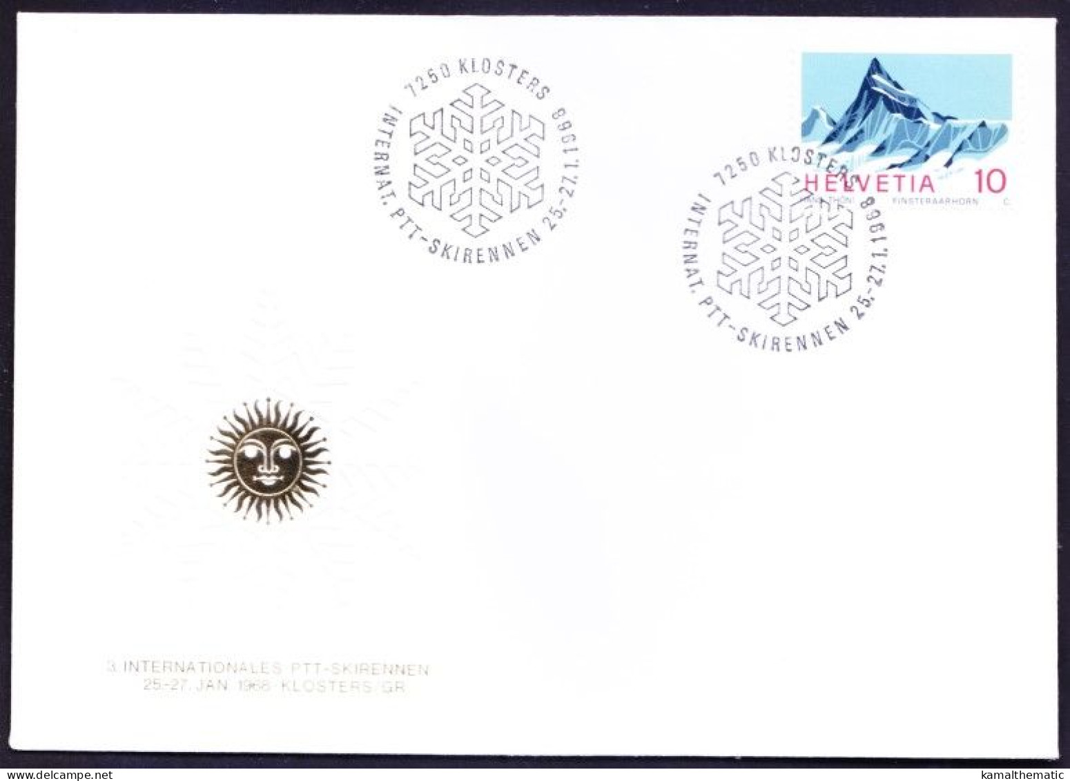 Switzerland 1968 Cancel Cover 3rd International PTT Skiing Race Klosters, Sports - Patinage Artistique