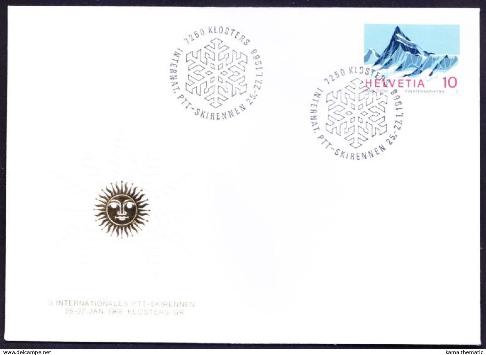 Switzerland 1968 Cancel Cover 3rd International PTT Skiing Race Klosters, Sports - Patinaje Artístico