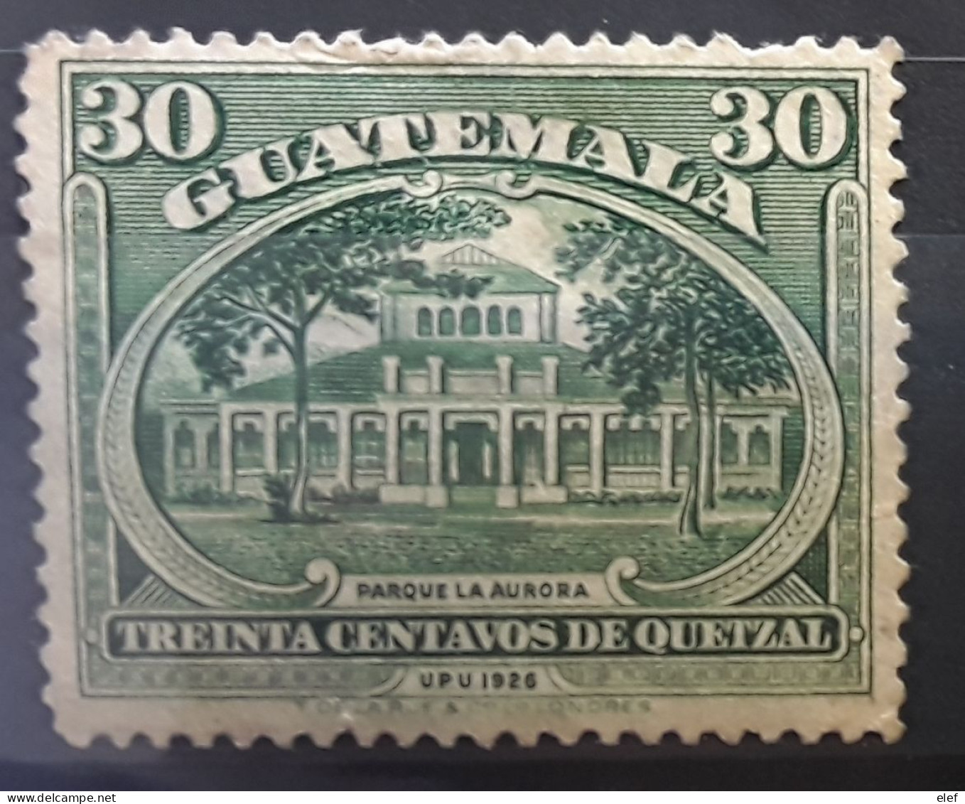 GUATEMALA 1929, Yvert 240, 30 C Vert , Parc Aurora , Neuf * MH TB - Guatemala