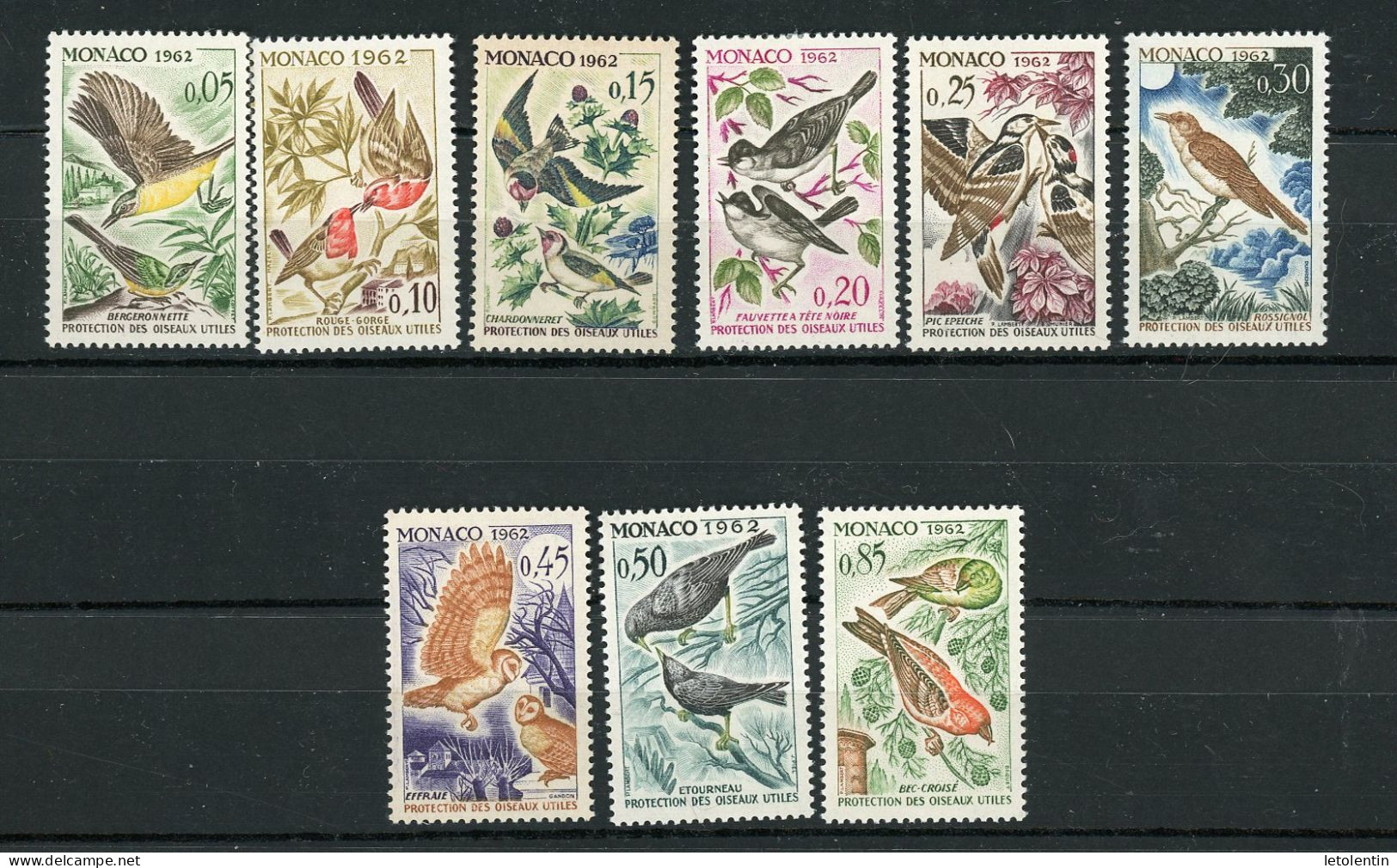 MONACO: OISEAUX - N° Yvert 581/589* - Ungebraucht