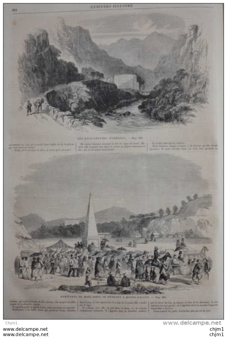 Les Eaux-Chaudes (Pyrénées) - Habitants De Hong-Kong Se Rendant à Happy-Valley - Page Original 1860 - Historical Documents