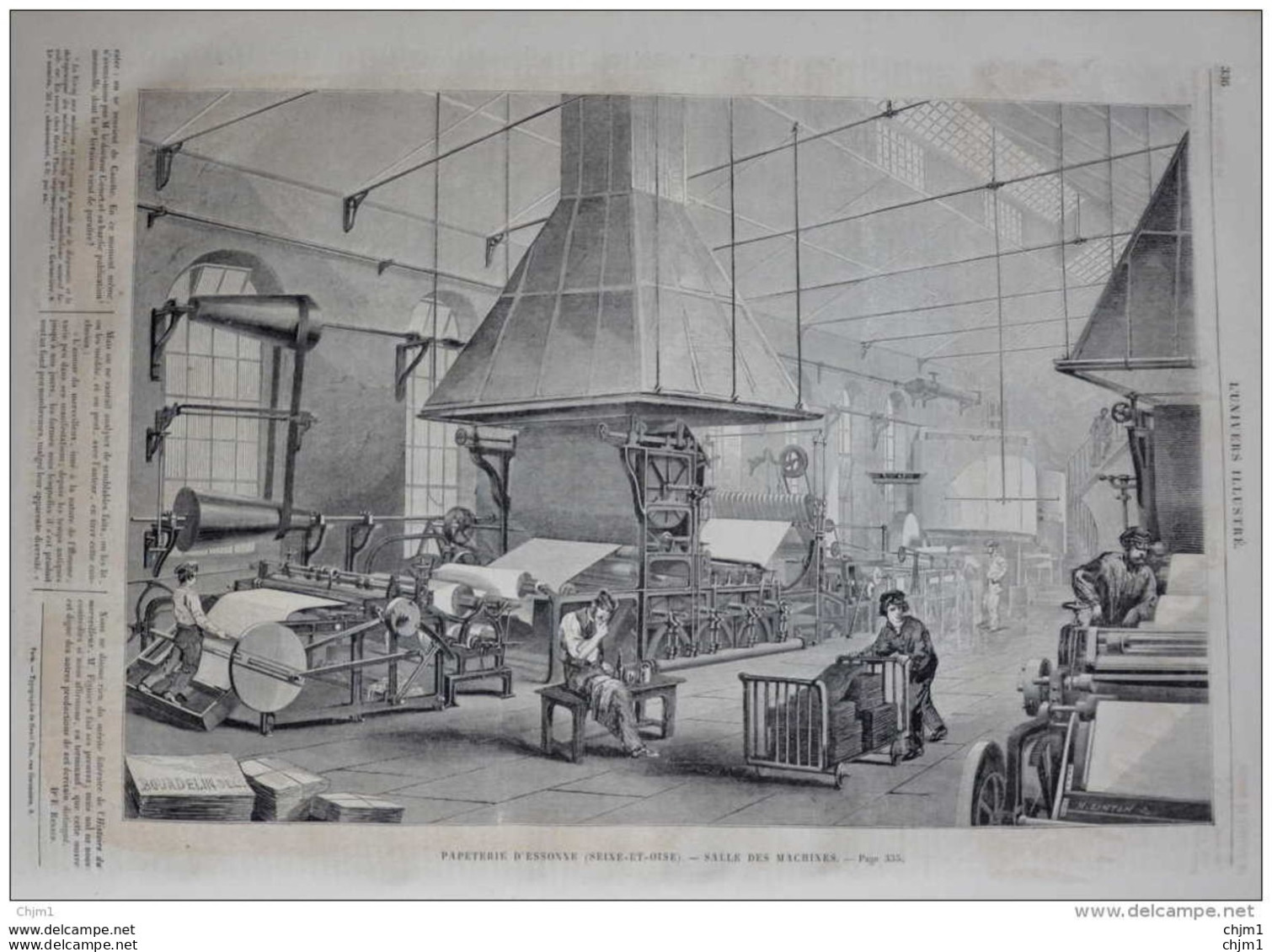 Papeterie D'Essonne - Salle Des Machines - Page Original 1860 - Historical Documents