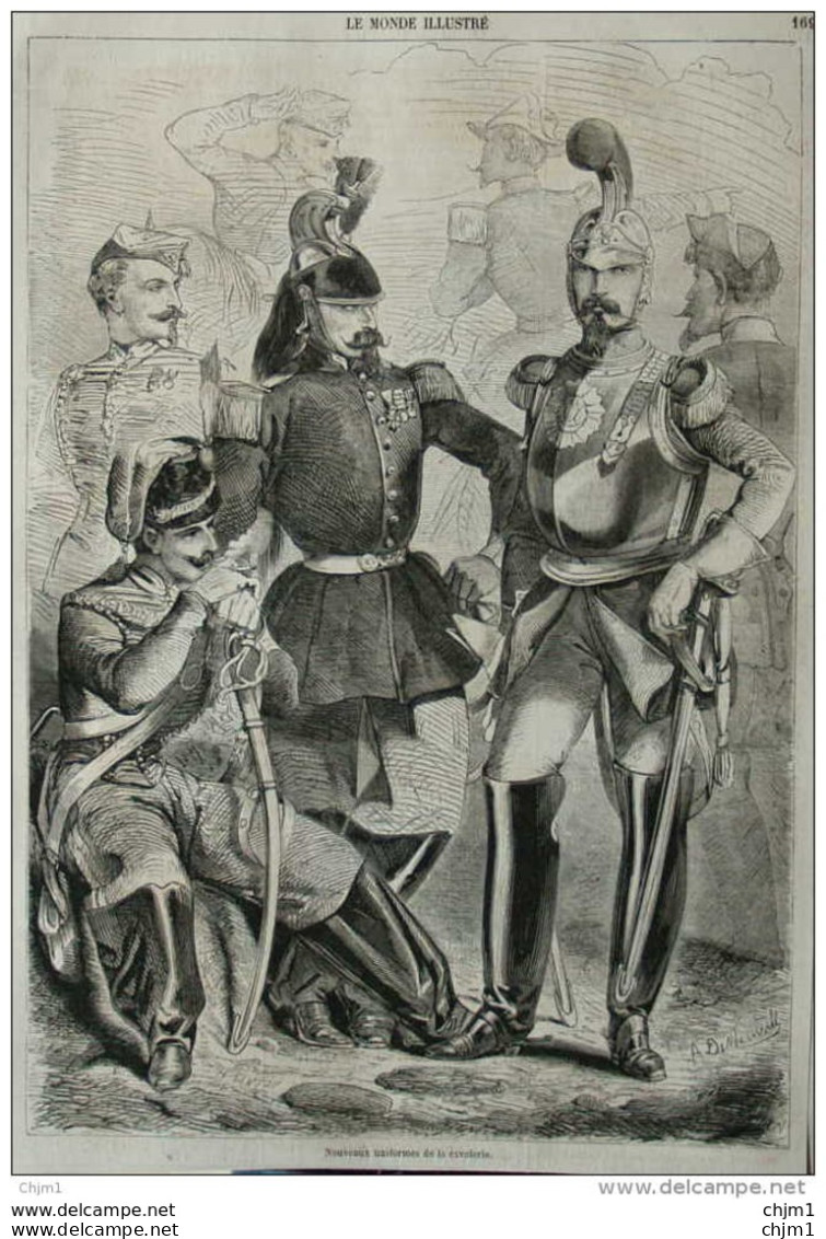 Nouveaux Uniformes De La Cavalerie - Page Original 1860 - Historical Documents