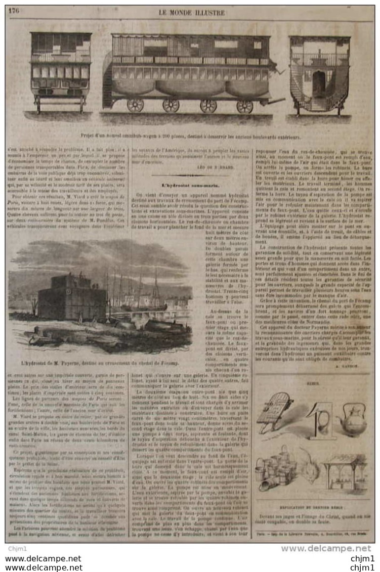 Projet D'un Nouvel Omnibus-wagon à 200 Places - Page Original 1860 - Historical Documents