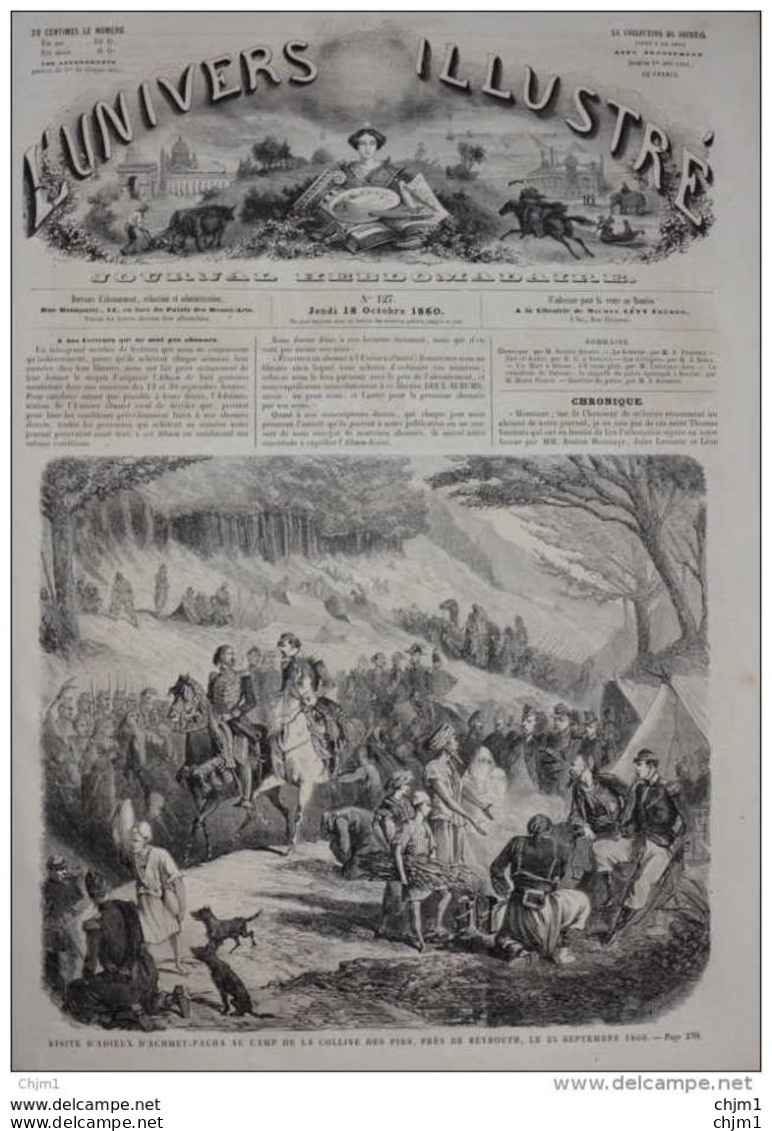 Visite D'adieux D'Achmet-Pacha Au Camp De La Colline Des Pins, Près Beyrouth - Page Original 1860 - Historical Documents