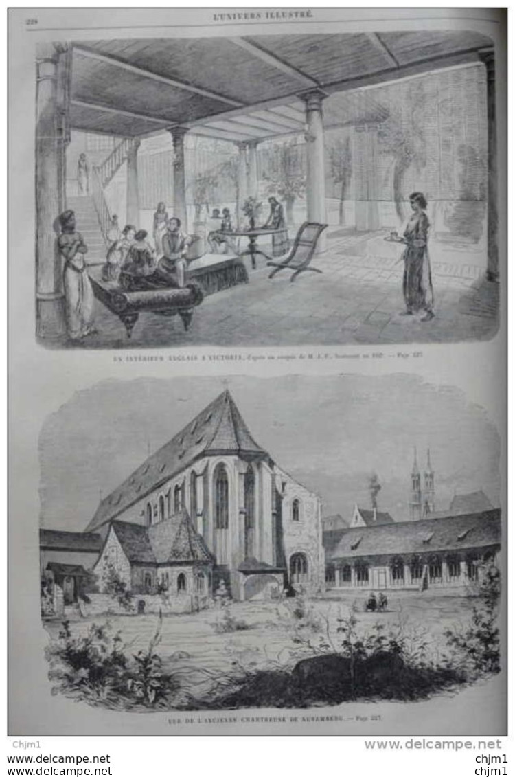 Un Intérieur Anglais à Victoria - Vue De L'ancienne Chartreuse De Nuremberg - Page Original 1860 - Historical Documents