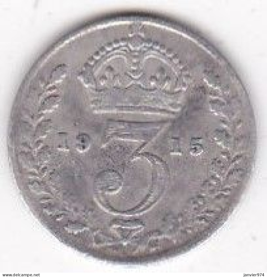 Grande Bretagne. 3 Pence 1915 . George V, En Argent , KM# 813. TTB - F. 3 Pence