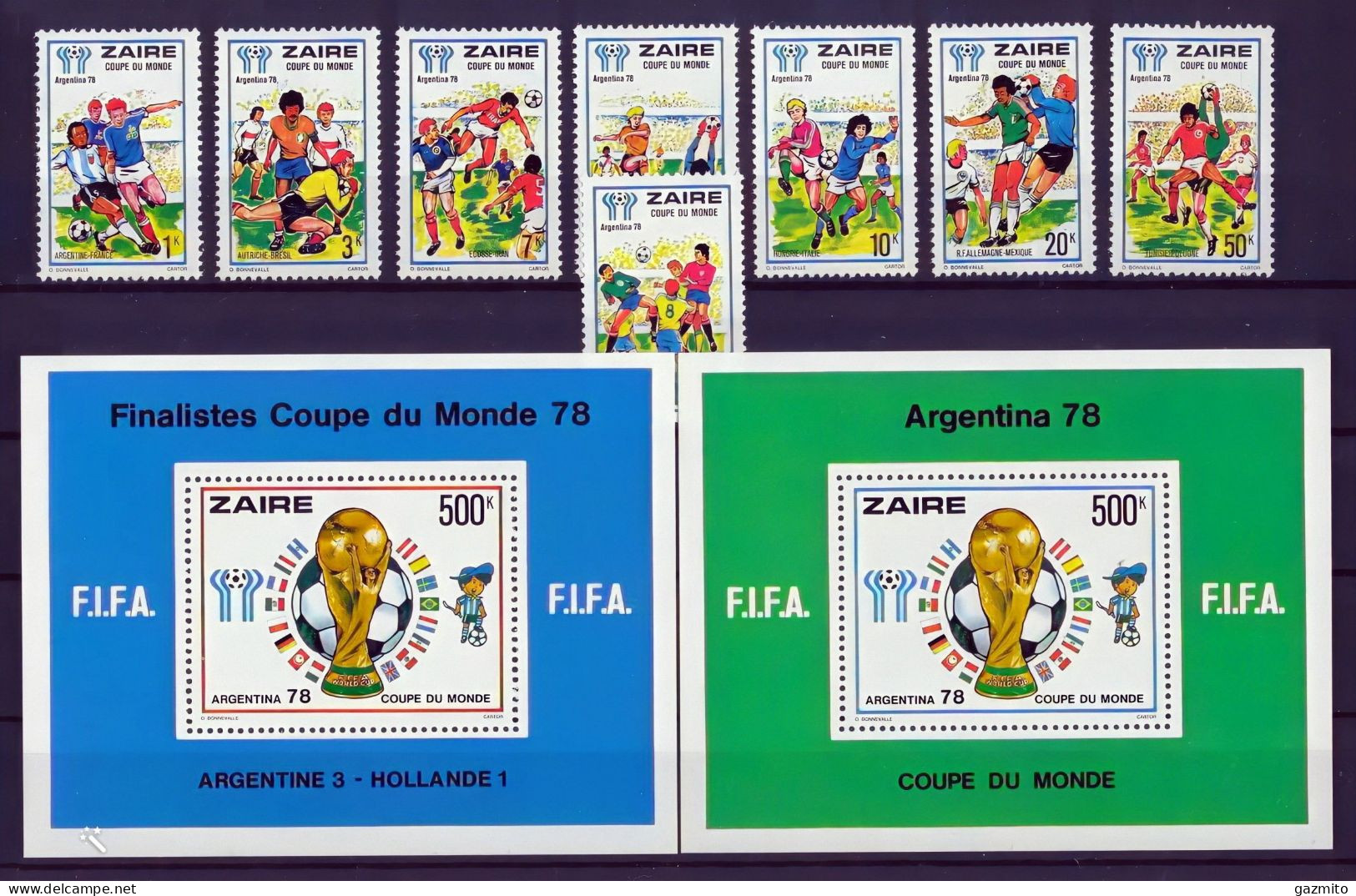 Zaire 1978, World Football Cup In Argentina, 8val+2BF - Ungebraucht