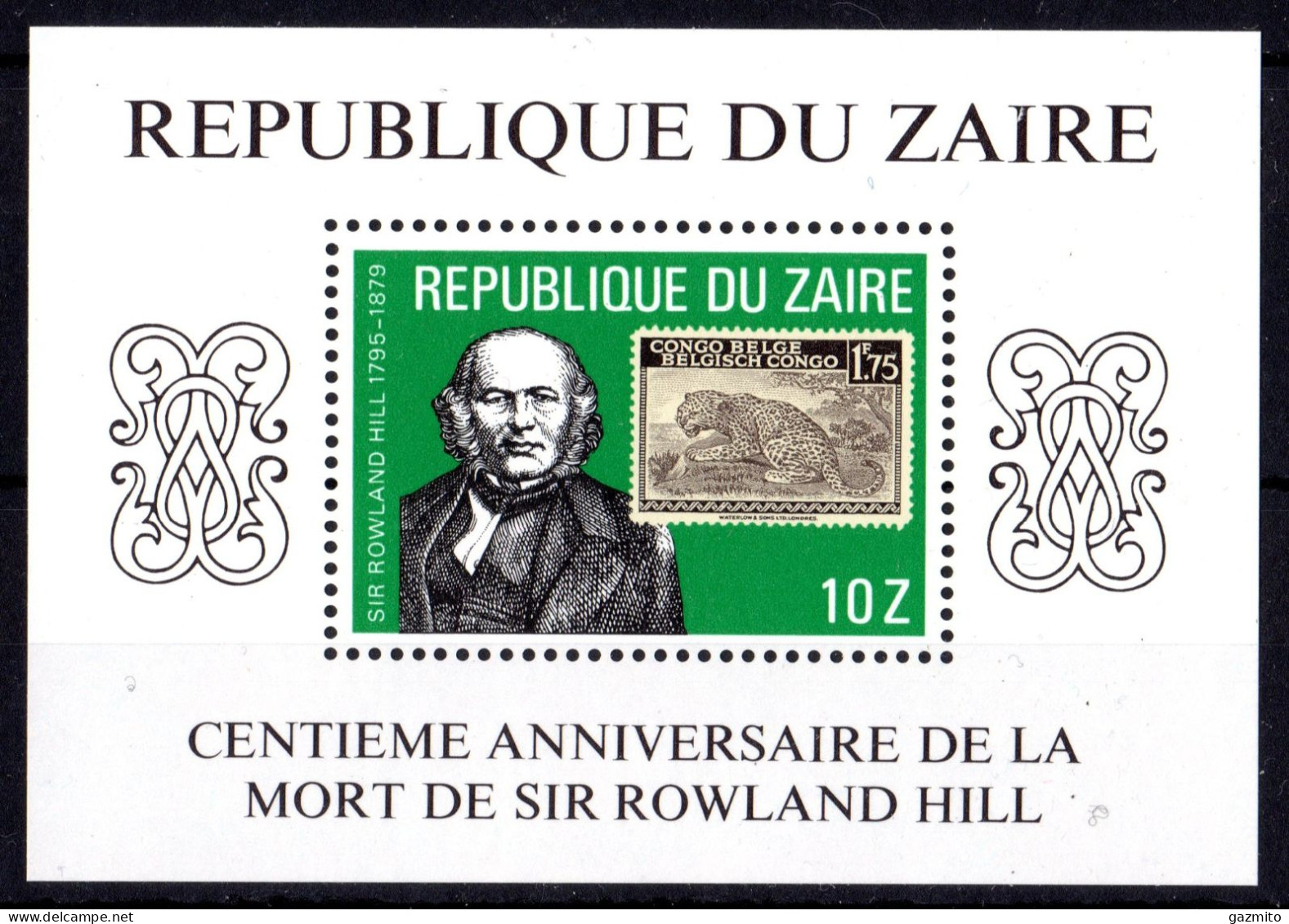 Zaire 1980, Rowland Hill, Stamp On Stamp, Wild Cat, Block - Felinos