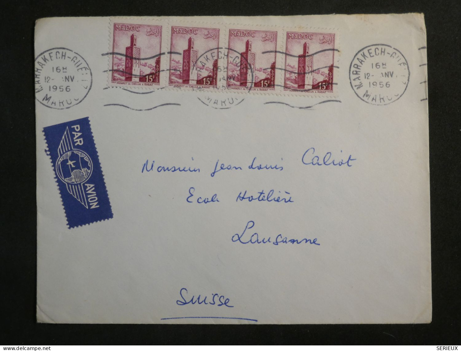 DL0  MAROC  BELLE LETTRE  1956  MARRAKESH A LAUSANNE SUISSE  + +AFF.  INTERESSANT+ + - Storia Postale