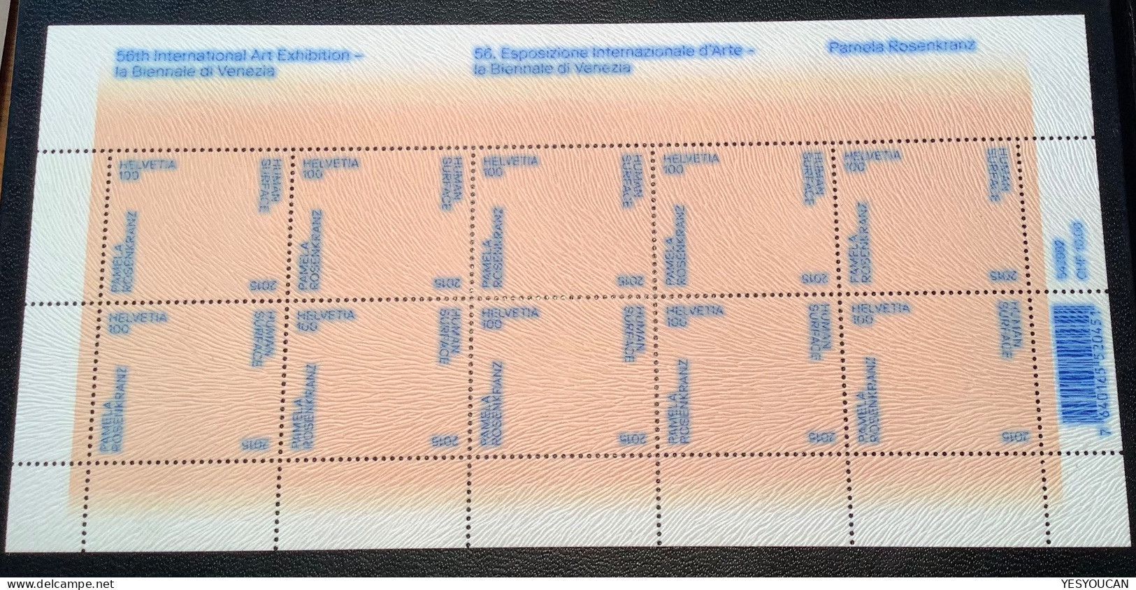 Schweiz2015#1553 Seltener Kleinbogen 56.Kunstbiennale Venedig/Biennale D‘ Art Venise (human Skin Peau Humaine Haut 239 - Unused Stamps