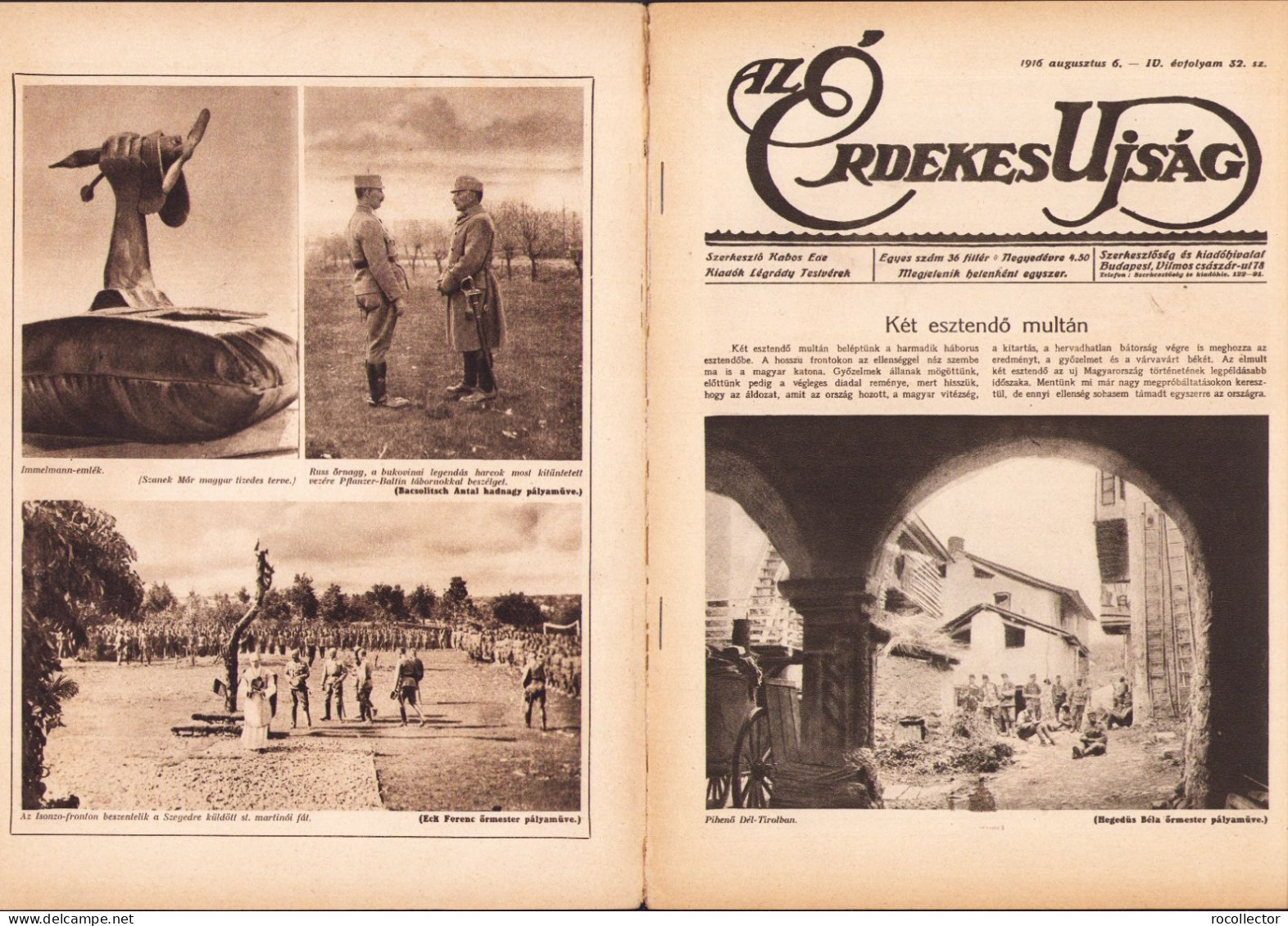 Az Érdekes Ujság 32/1916 Z474N - Geografia & Storia