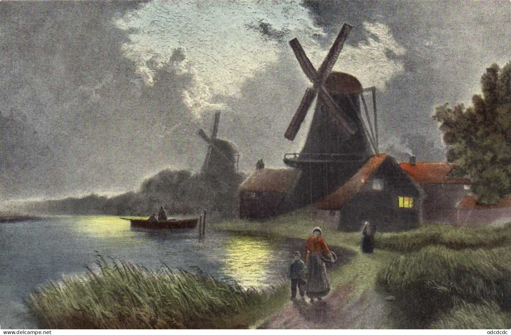 Lot 4 Cartes Illustrateur MOULINS A VENT RV - Windmills