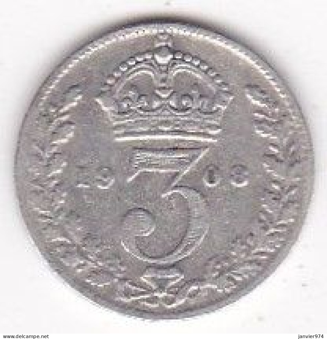 Grande Bretagne. 3 Pence 1908 . Edward VII, En Argent , KM# 797 - F. 3 Pence